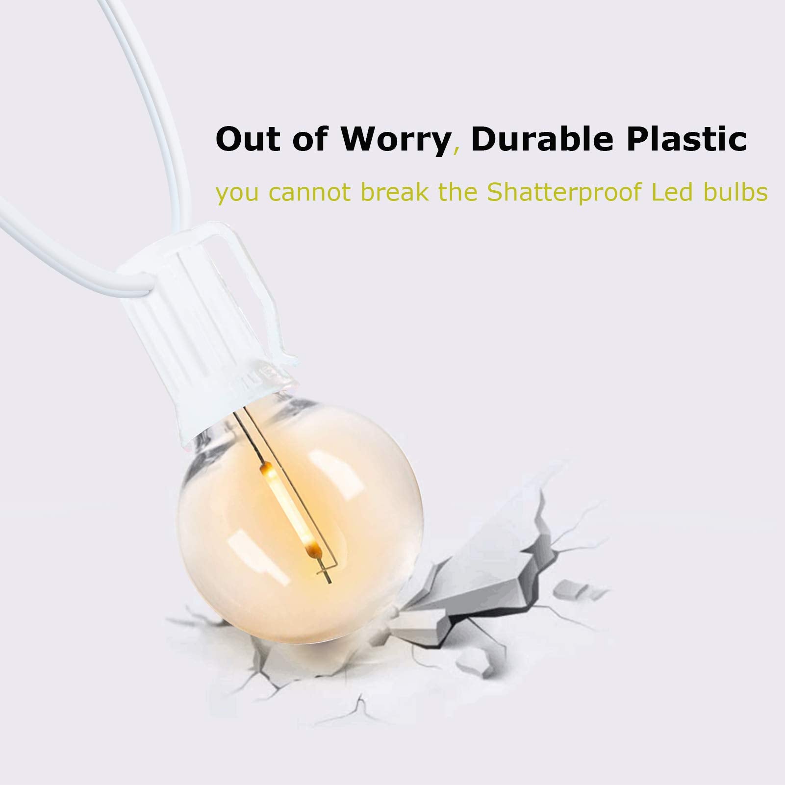 Meidaoduo Outdoor Globe String Lights White - G40 Outdoor Lights Patio String Lights Linkable Waterproof With 14 Shatterproof Clear Bulbs(2 Extra) For Wedding Party Pergola Gazebo Lights