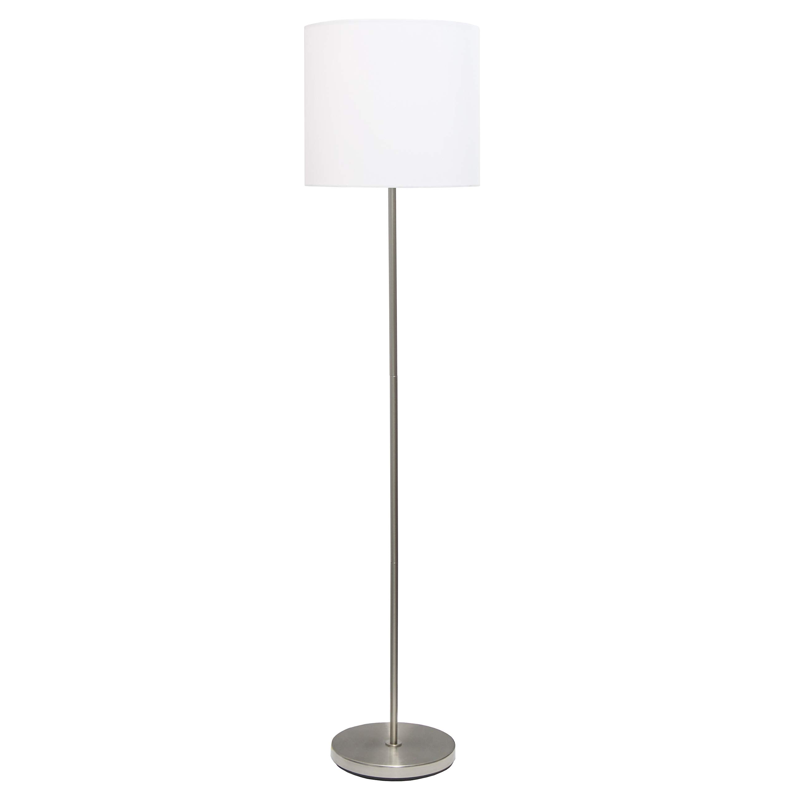 Simple Designs LF2004-WHT Floor Lamp, Brushed Nickel, Metal, White, No Bulb