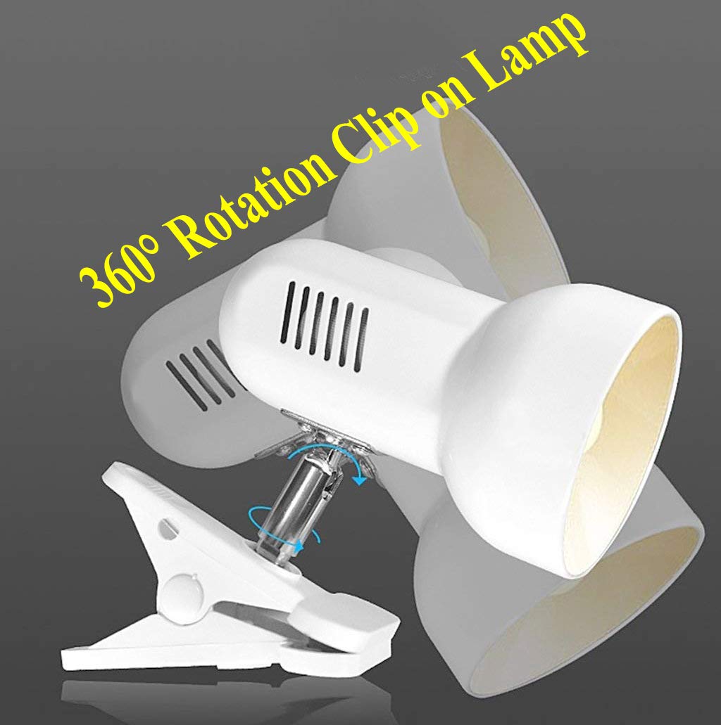 Sun-Rising Clip Lamp, 360° Rotation, Metal, 6inx4.53inx6.8in, Black, Model SUN-18560019, Portable Book Reading Light