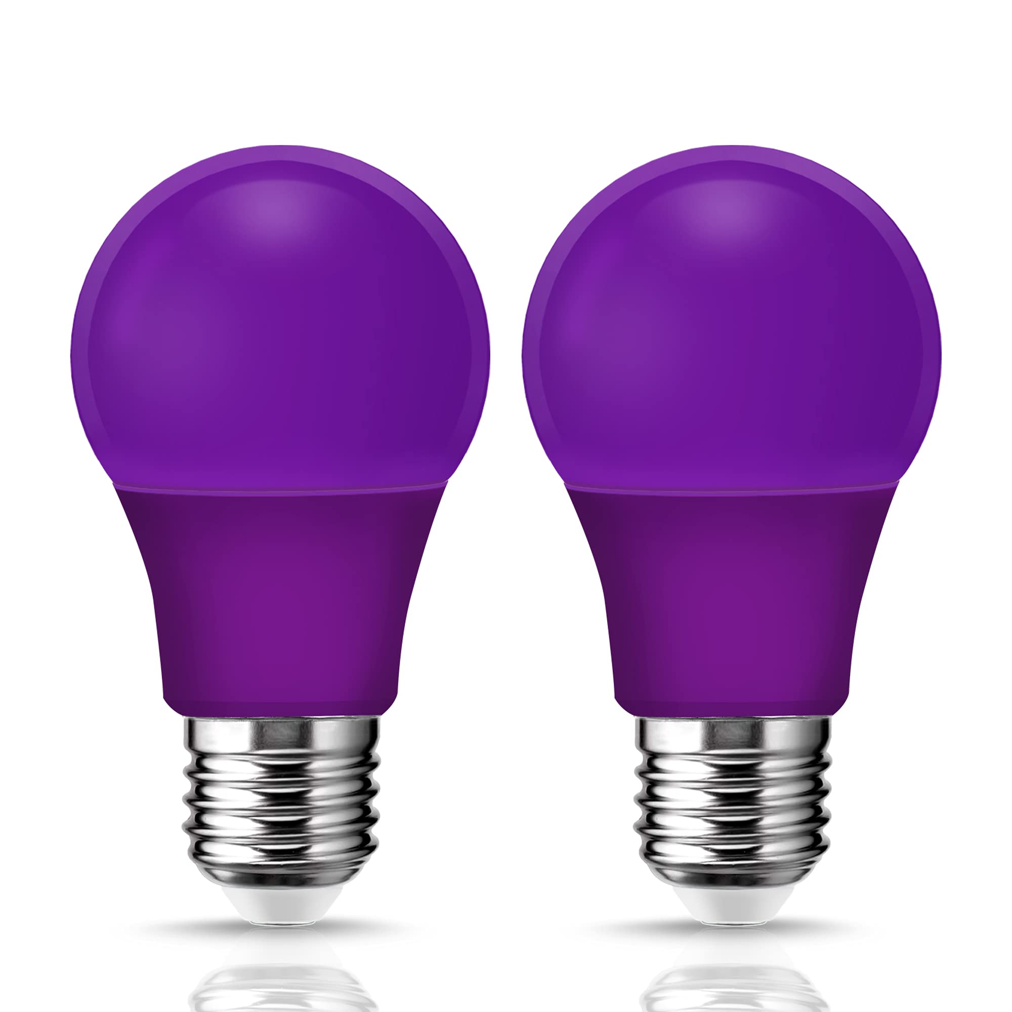 Winbafu Purple Light Bulbs  9W Led A19 Lamps 60W Equivalent  Halloween Light Bulbs  E26 Base Colored Lighting For Christmas Halloween Party Mood Ambiance Decor Black Bulb  2 Pack