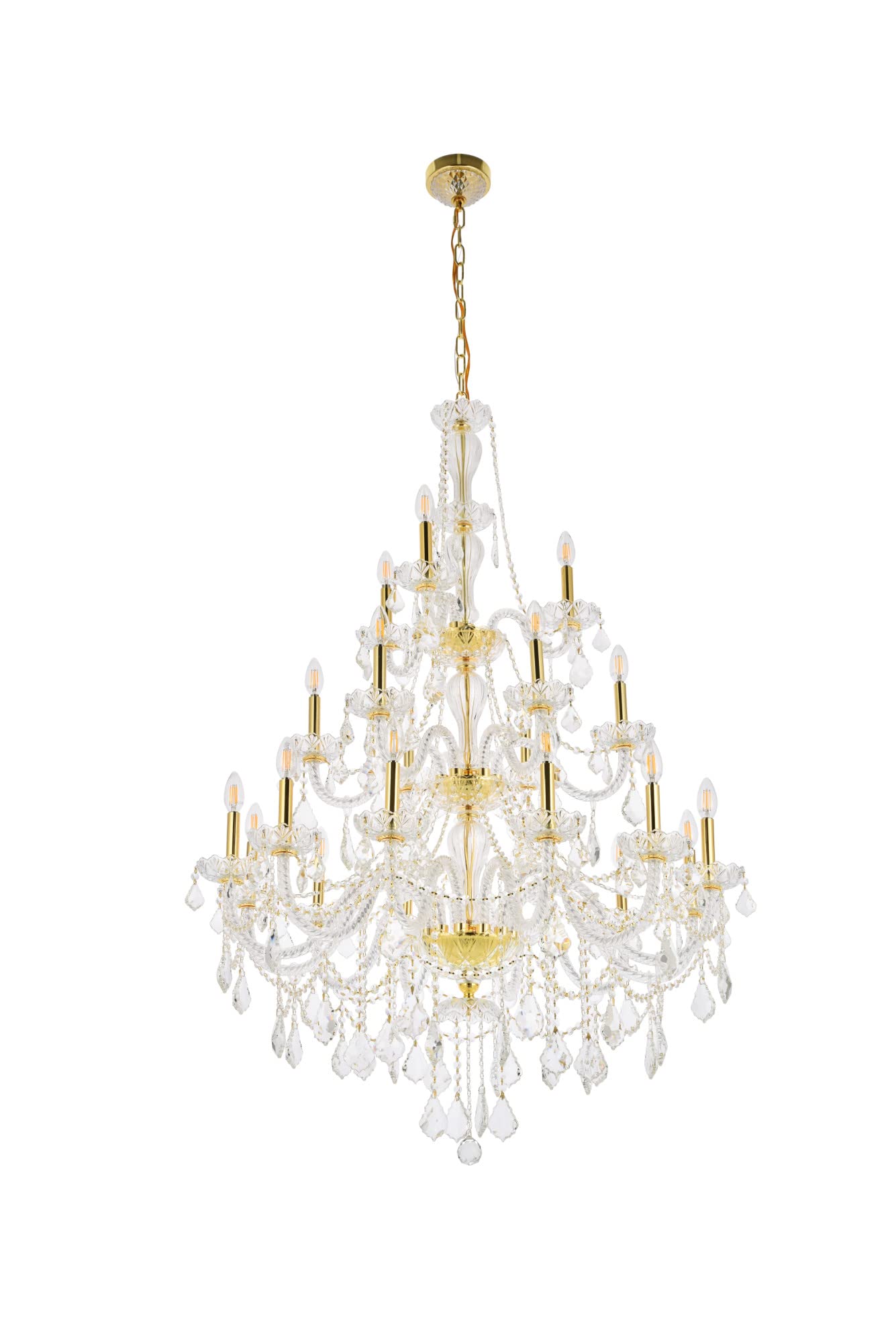 Elegant Lighting Giselle 21-Light Royal Cut Crystal Chandelier - Gold Finish, Clear