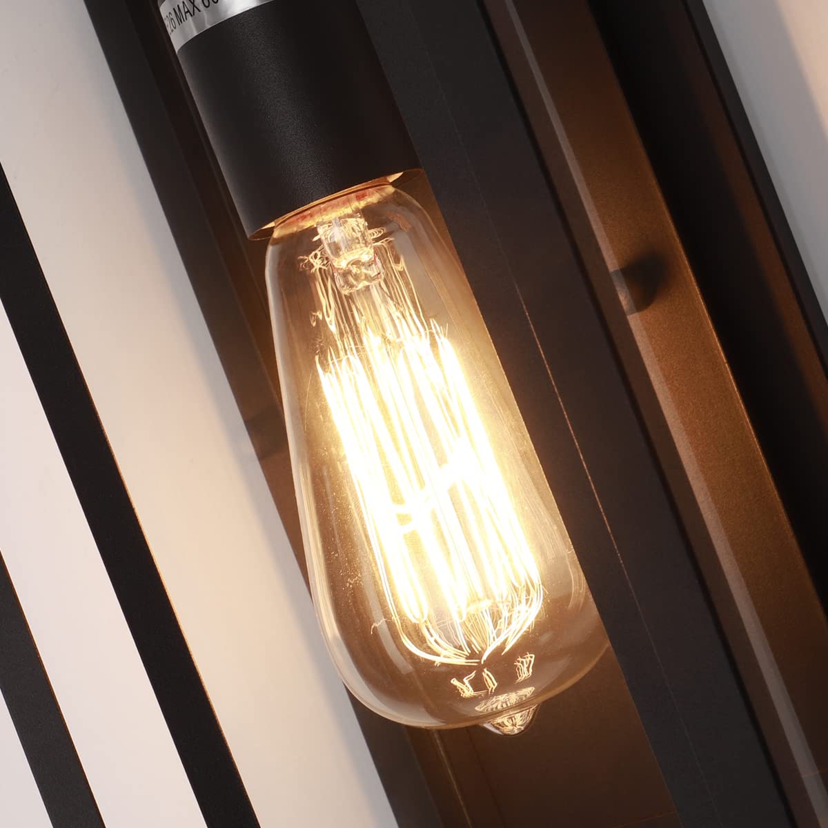 mirrea Outdoor Wall Sconce 1 Light, 14" Matte Black Rectangular Metal Frame, Clear Glass Shade, Waterproof, Pack of 2
