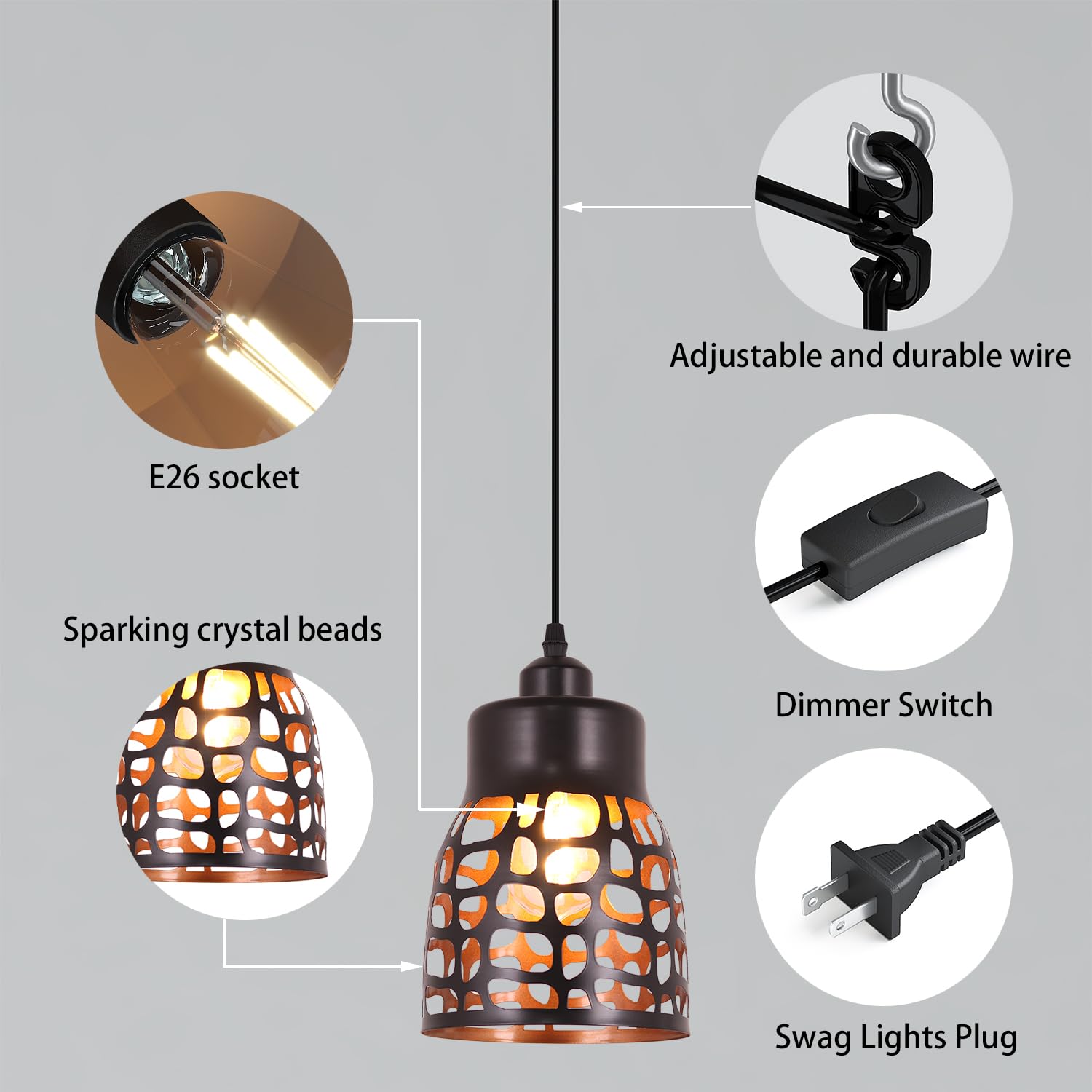 Baunoisk Pendant Light Industrial Vintage Pendant Lamp Retro Farmhouse Ceiling Hanging Light Fixture Black Metal Creative Geometric Diamond Shade Pendant Lighting For Kitchen Island