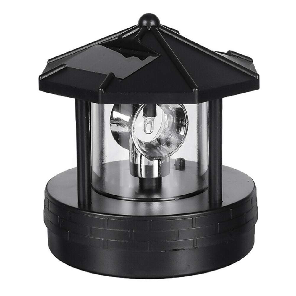 Solar Lighthouse Light with 360 Rotating Beacon, 4.33 x 4.13 in Outdoor LED Garden Decor, IP44 Waterproof, Dusk-to-Dawn Light Se