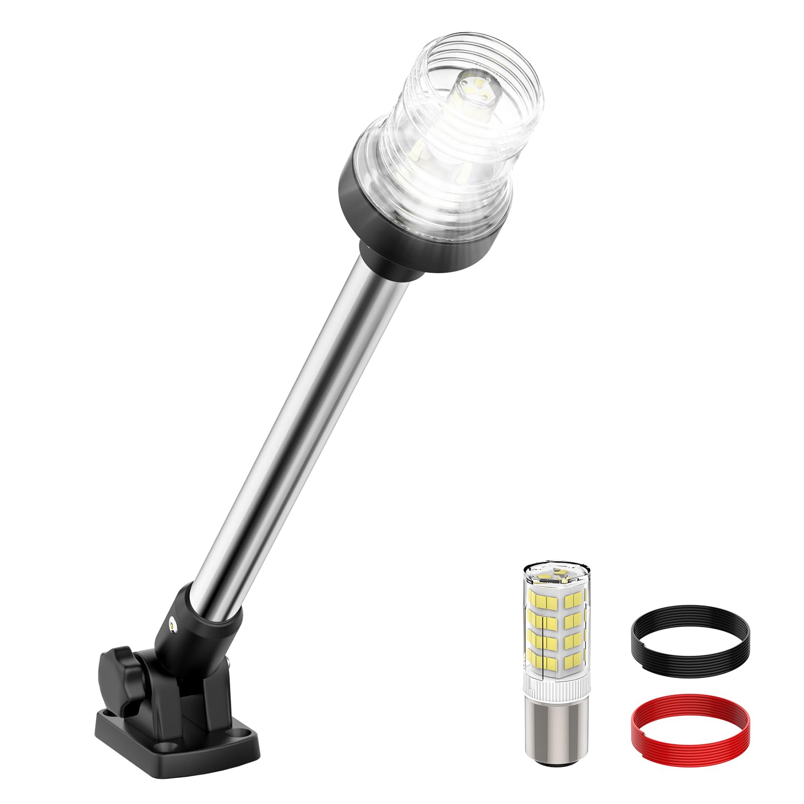 SCYONBARCO 18 Inches Anchor Light Stern Lights for Boats LED Waterproof IP67  White Fold Down Rear Boat Navigation Lights  3NM Visible Boat Running Light LED Marine for Pontoon  Bass Boats (12-24V)