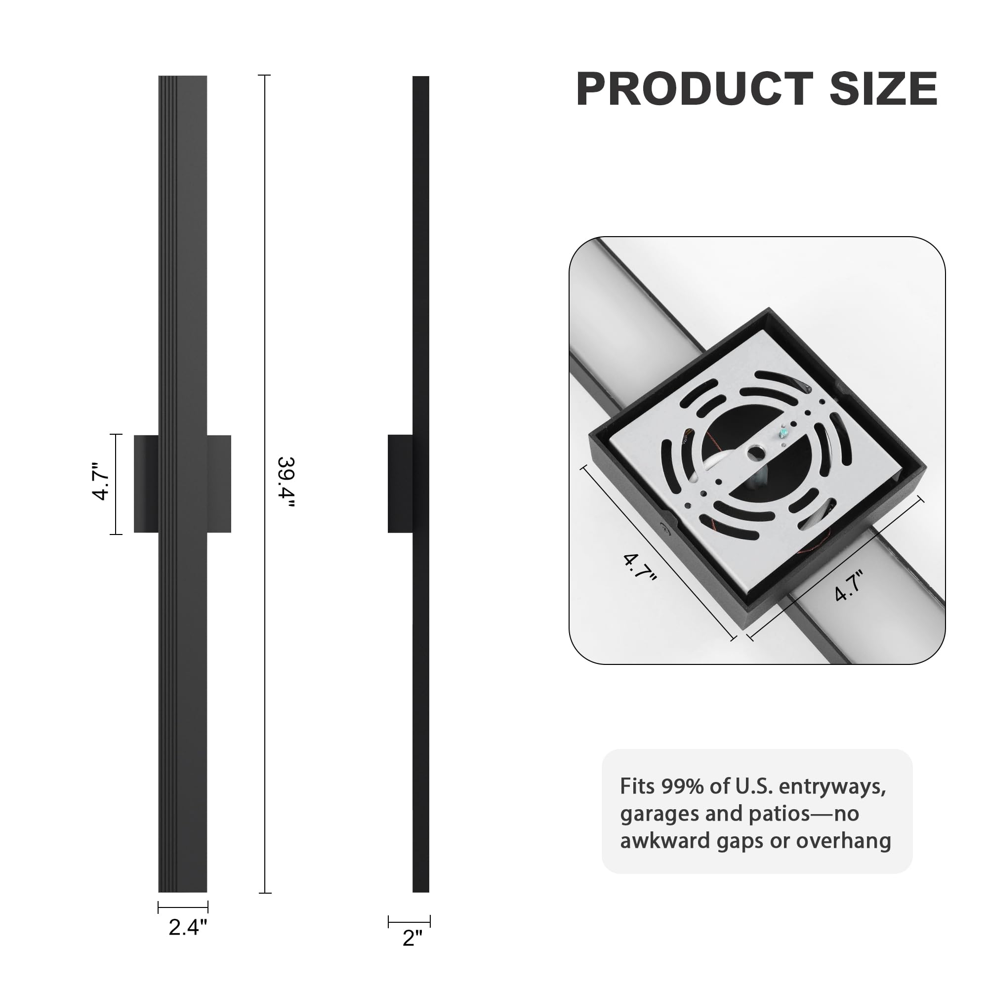 Lamqee 39.4 In Aluminum Long Outdoor Wall Light  3000K 2500Lm Integrated Led Waterproof Ip65  Linear Modern Exterior Lighting Fixtures Wall Mount Outside Sconce For House Porch Patio Garage Front Door