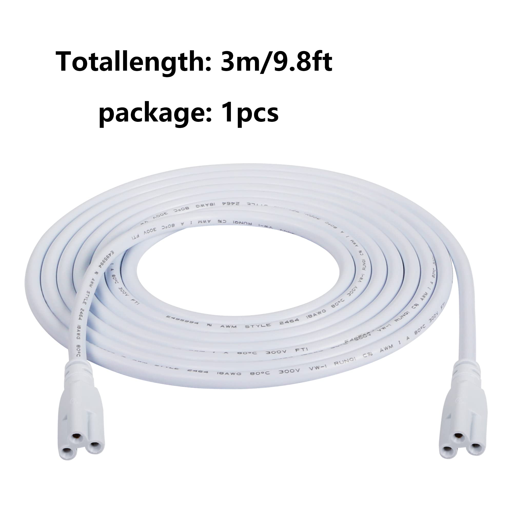 SinLoon T5 T8 LED Connecting Wire - 10FT Linkable Cable for Ceiling Lights, Daylight Integrated Tube, Model 601263204046