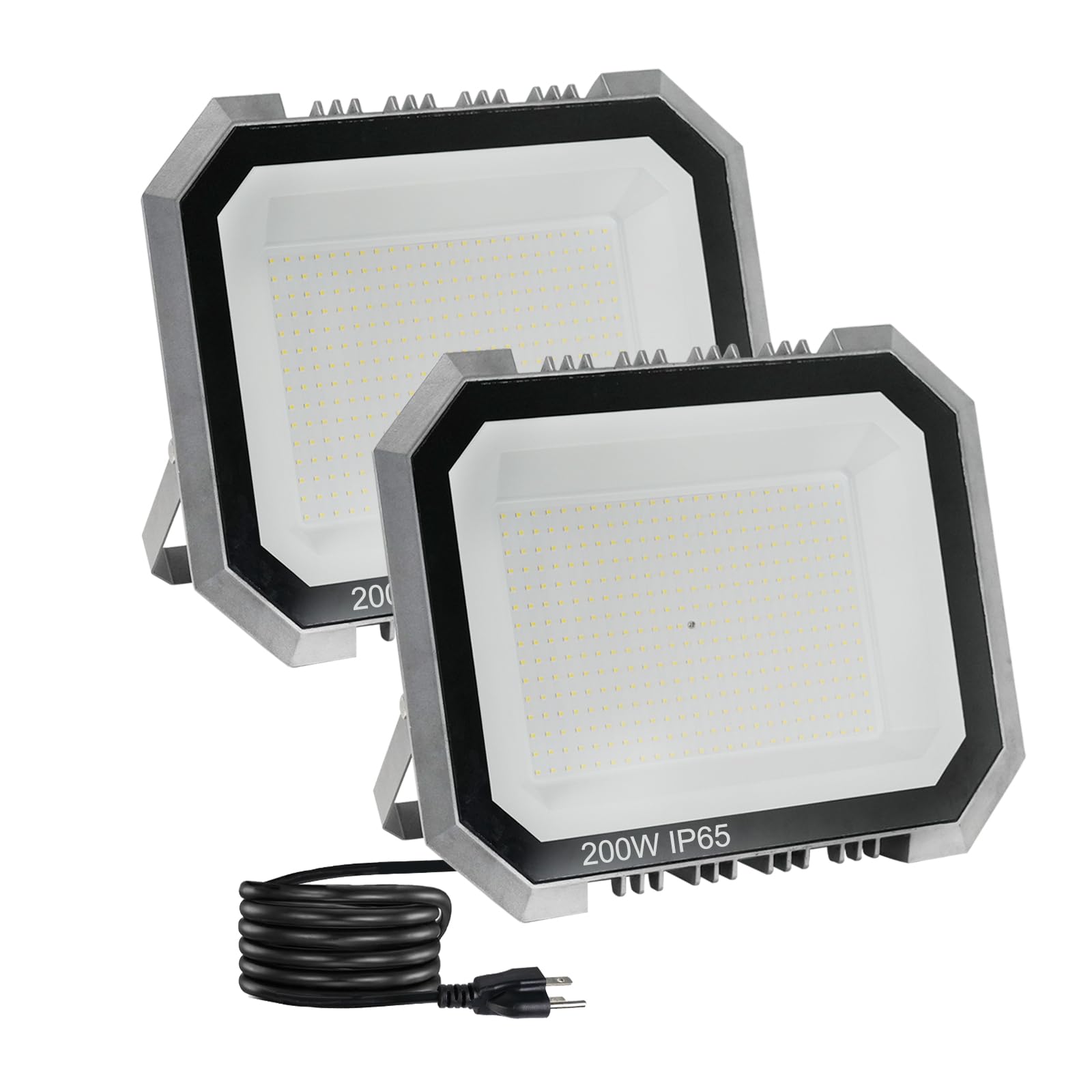 Leddictive 2 Pack LED Flood Lights Outdoor, 200W 20000LM Super Bright Floodlight Outside Work Light with 5.9FT Plug, IP65 Waterp