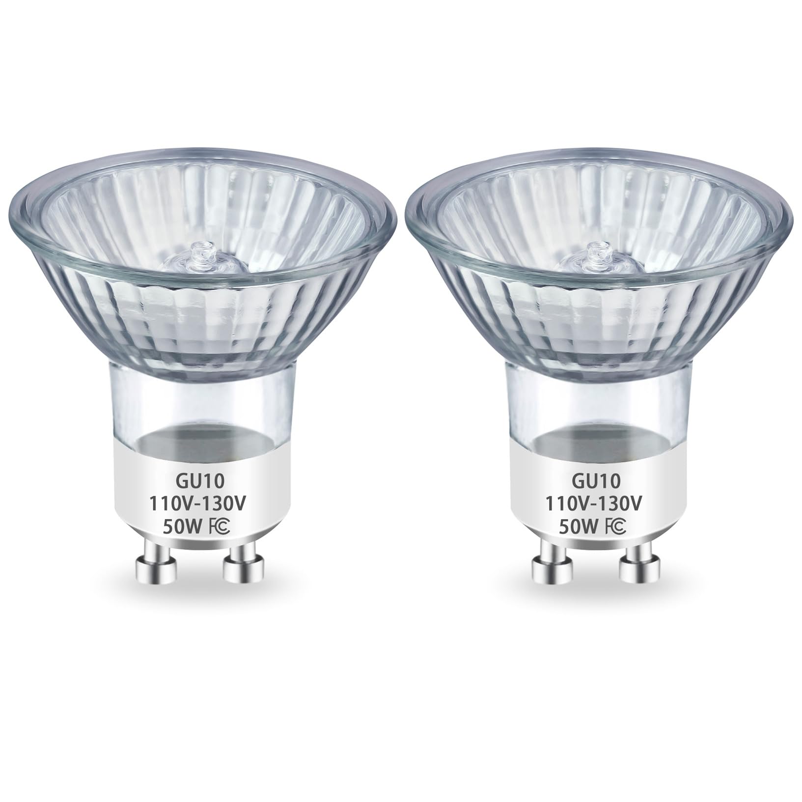 Rugfew Gu10 Halogen Bulb 120V 50W Halogen Light Bulbs, Gu10+C 110-130 Volt 50 Watt Mr16 With Glass Cover, 2700K Warm White, Dimm