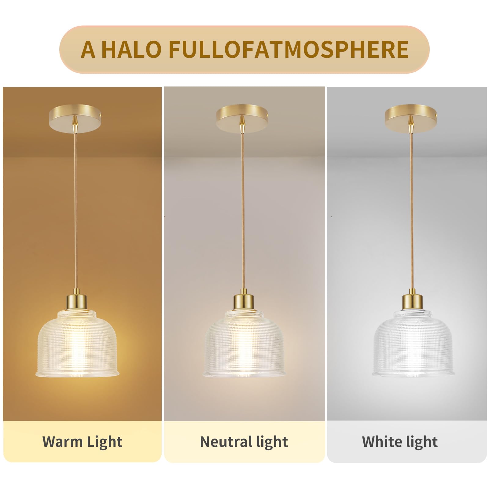 WimiSom Industrial Pendant Lighting 2Pack, Modern Clear Glass Shade, Adjustable for Kitchen Island, Gold and Transparent White, Model Glass-006