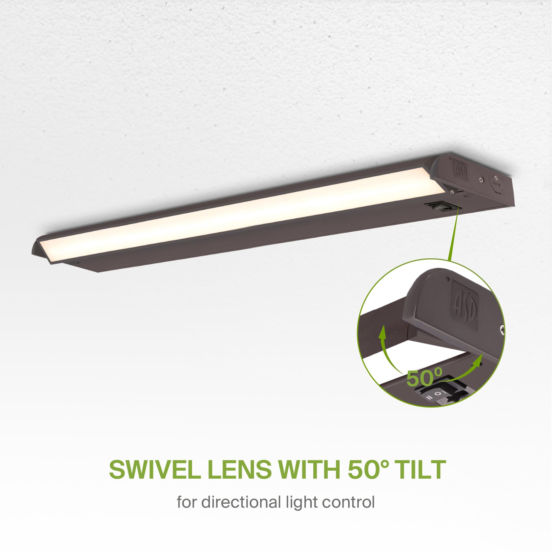 Asd Swivel Led Under Cabinet Lighting Bronze, 32 Inch 16W, Hardwired Or Plug-In, 2700K/3000K/4000K, Hi/Low Switch, Rotatable Len