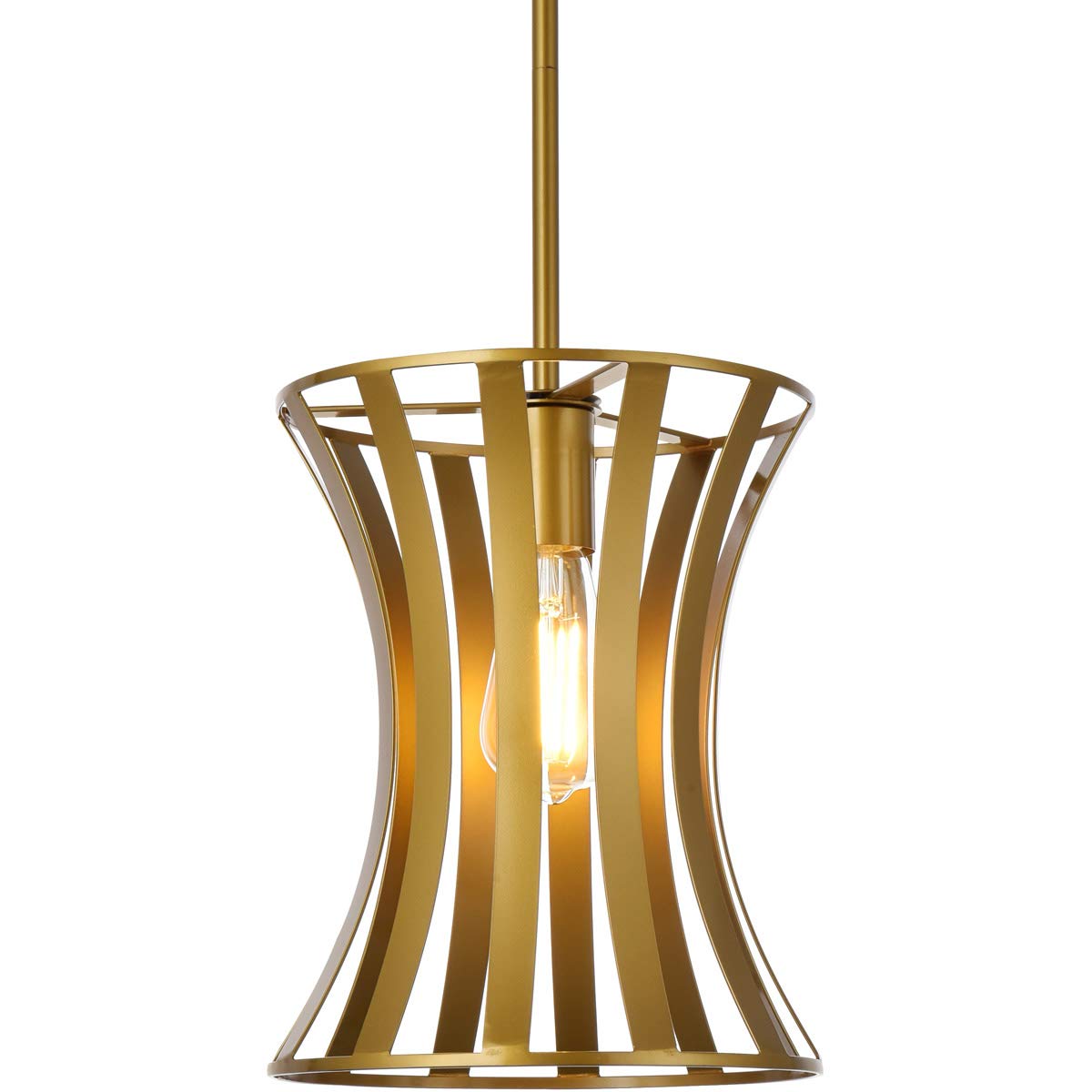 Living District Lily 1-Light Mid-Century Metal Pendant in Brass Finish