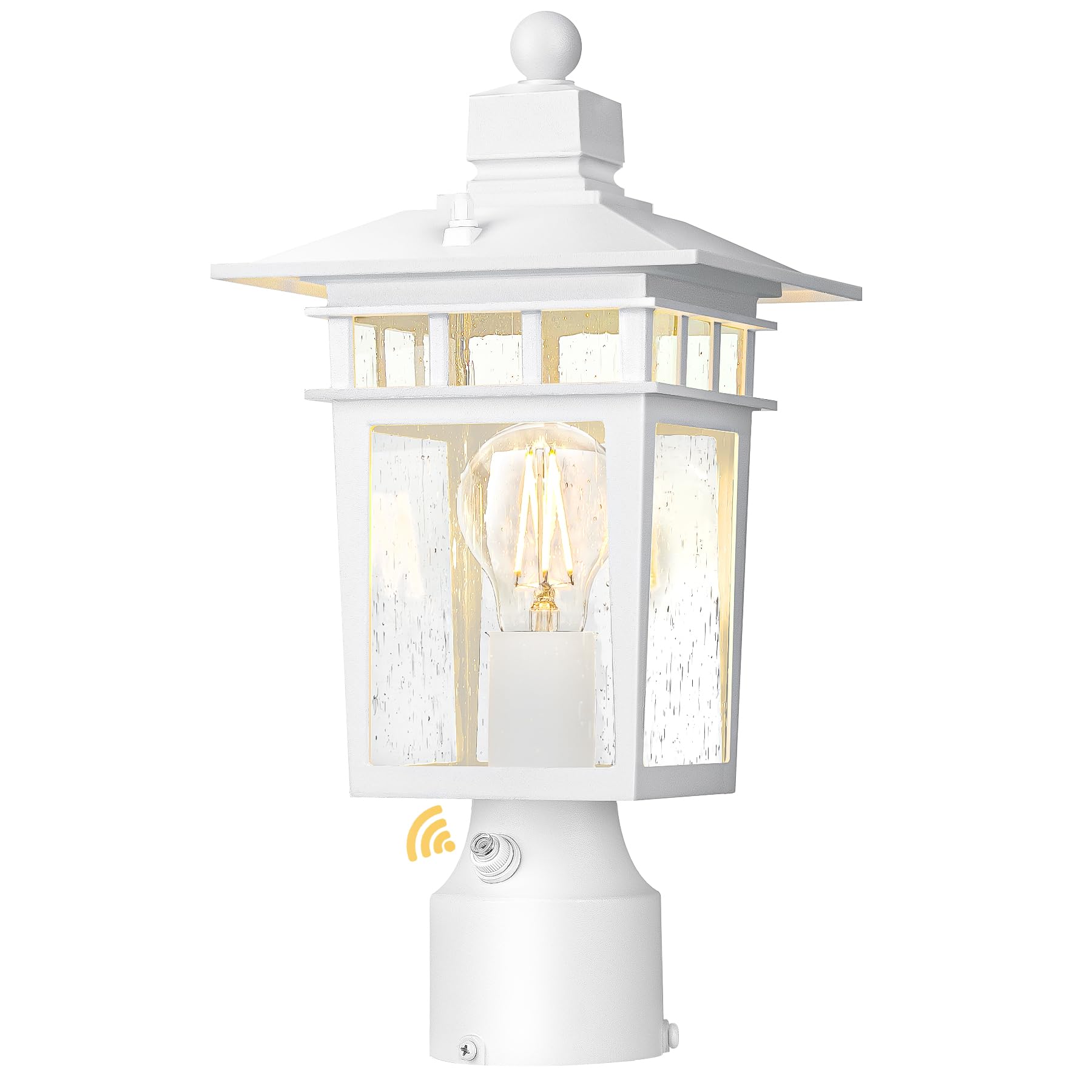Apoto Dusk To Dawn Outdoor Post Lights  Waterproof Lamp Post Light Fixture  Aluminum Lamp Posts Outdoor Lighting Pole Lantern For Outside Yard Patio Pathway Garden Deck  Hard Wired (1 Pack  White)