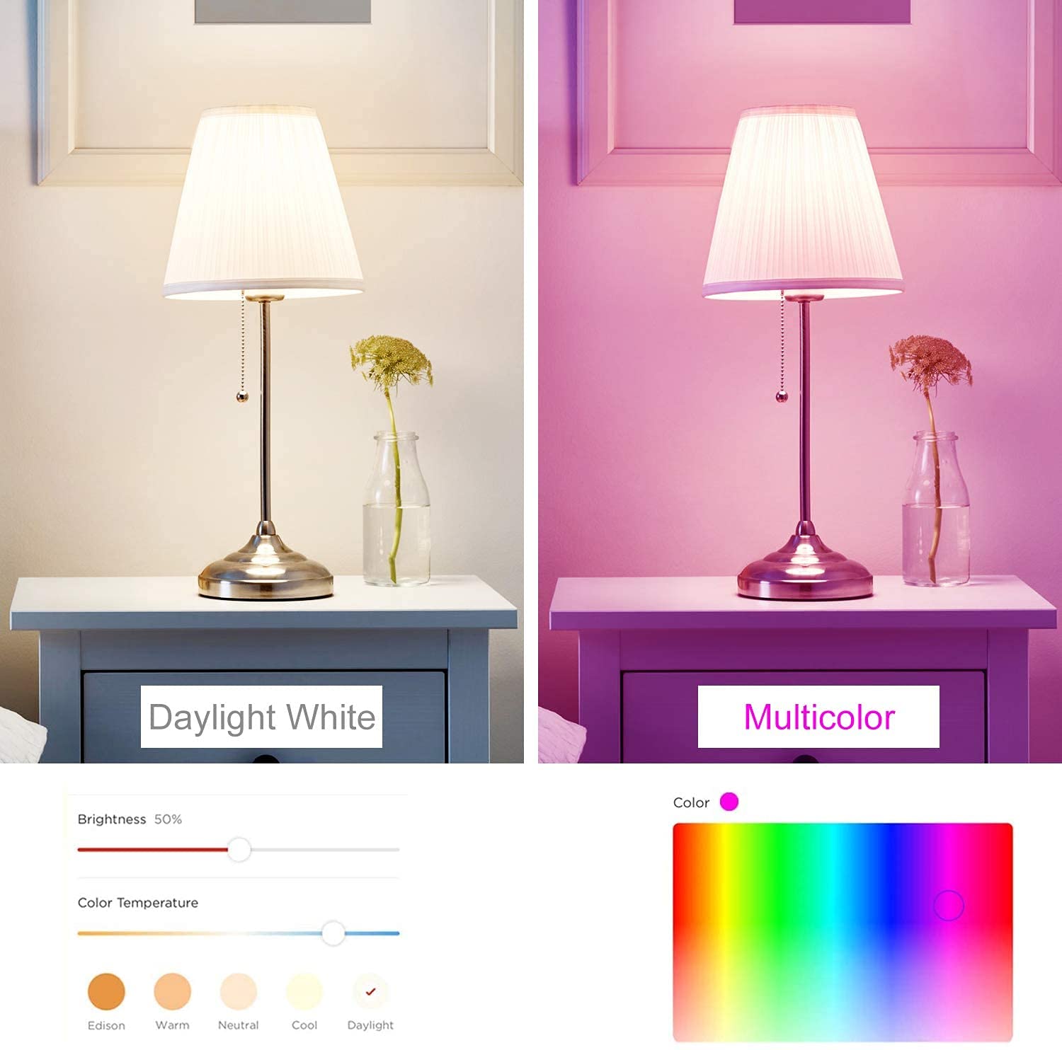 Led Light Bulbs Christmas, 2 Pack Dimmable E26 Led Light Bulb, 10W Rgbw Color Changing Light Bulb With Remote Control, Decorative Lights, Mood Light Bulb, Great For Home Decor, Stage, Party And More