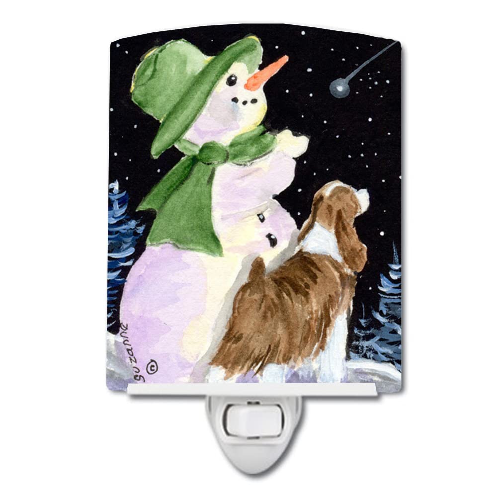 Carolines Treasures Ceramic Night Light, Snowman with English Springer Spaniel, 6x4x3in, Model SS8949CNL, Multicolor