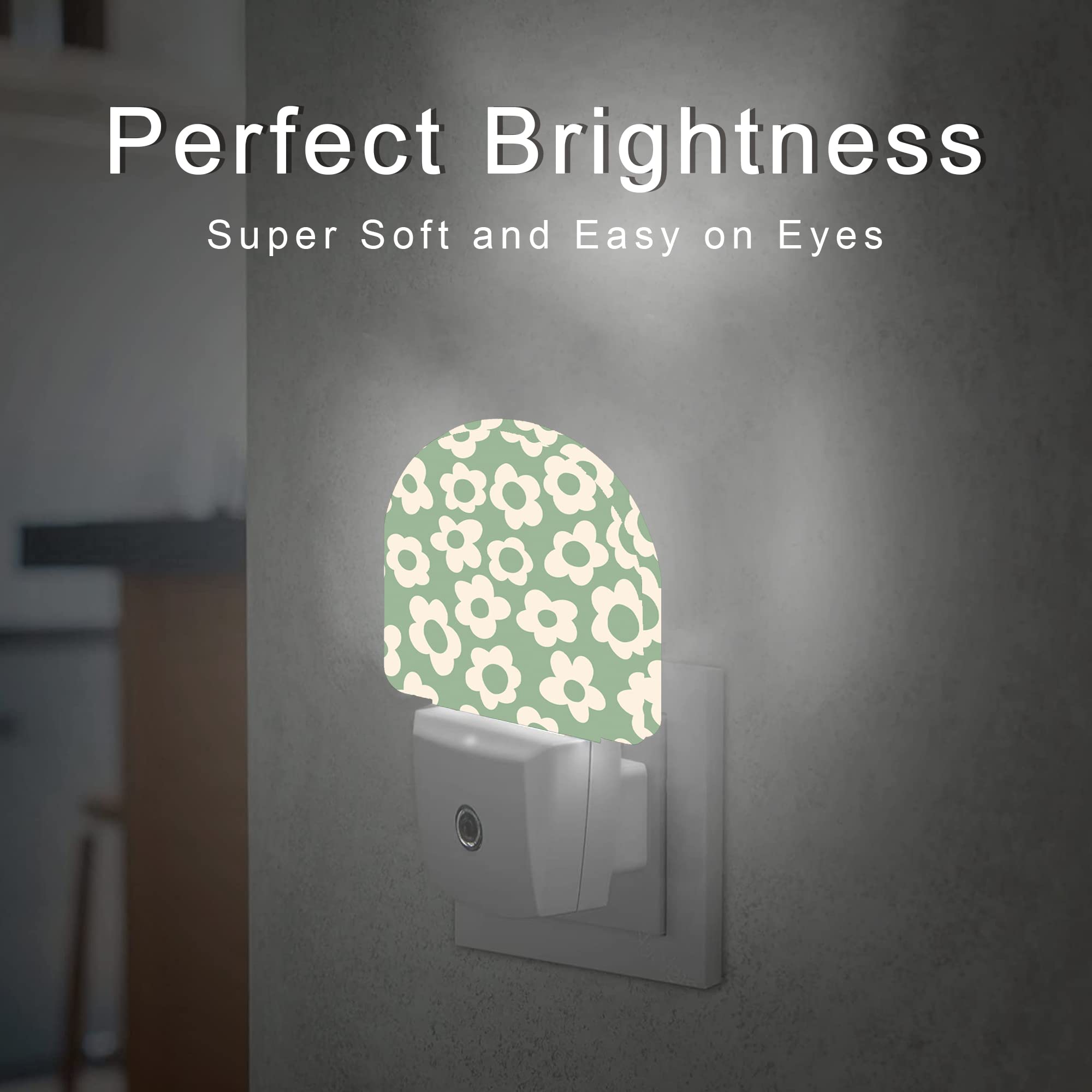 Aowula Vintage Groovy Flowers Night Light,Night Lights Plug Into Wall, Dusk To Dawn Sensor Led Lamp 0.5W For Boys/Girls/Women/Me