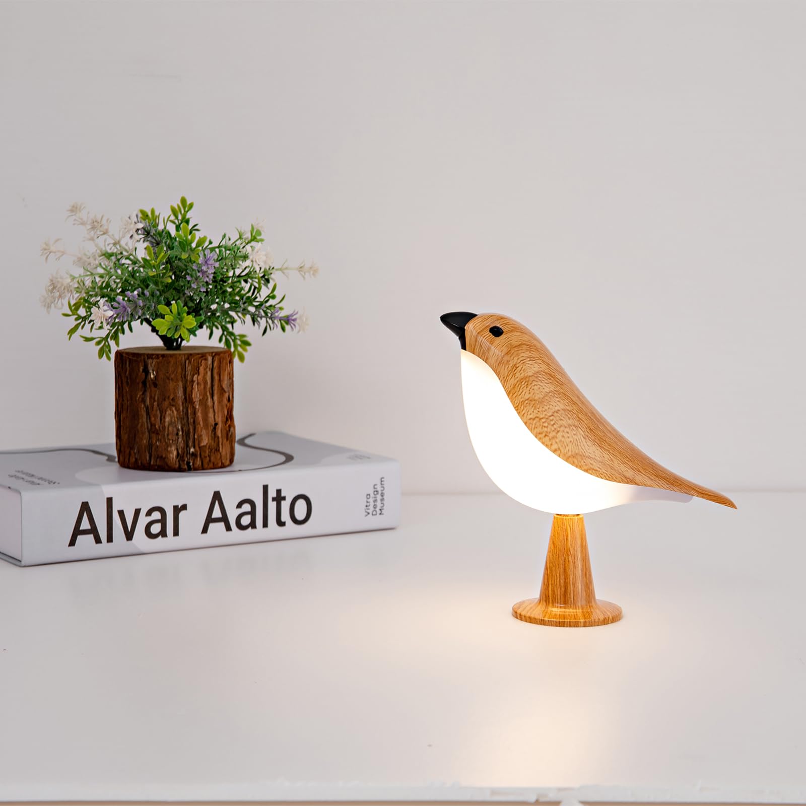 Bird Table Lamp with Remote & Touch Control | 3 Color Temperature & 3-Level Brightness Adjustable Night Light | Rechargeable Cor