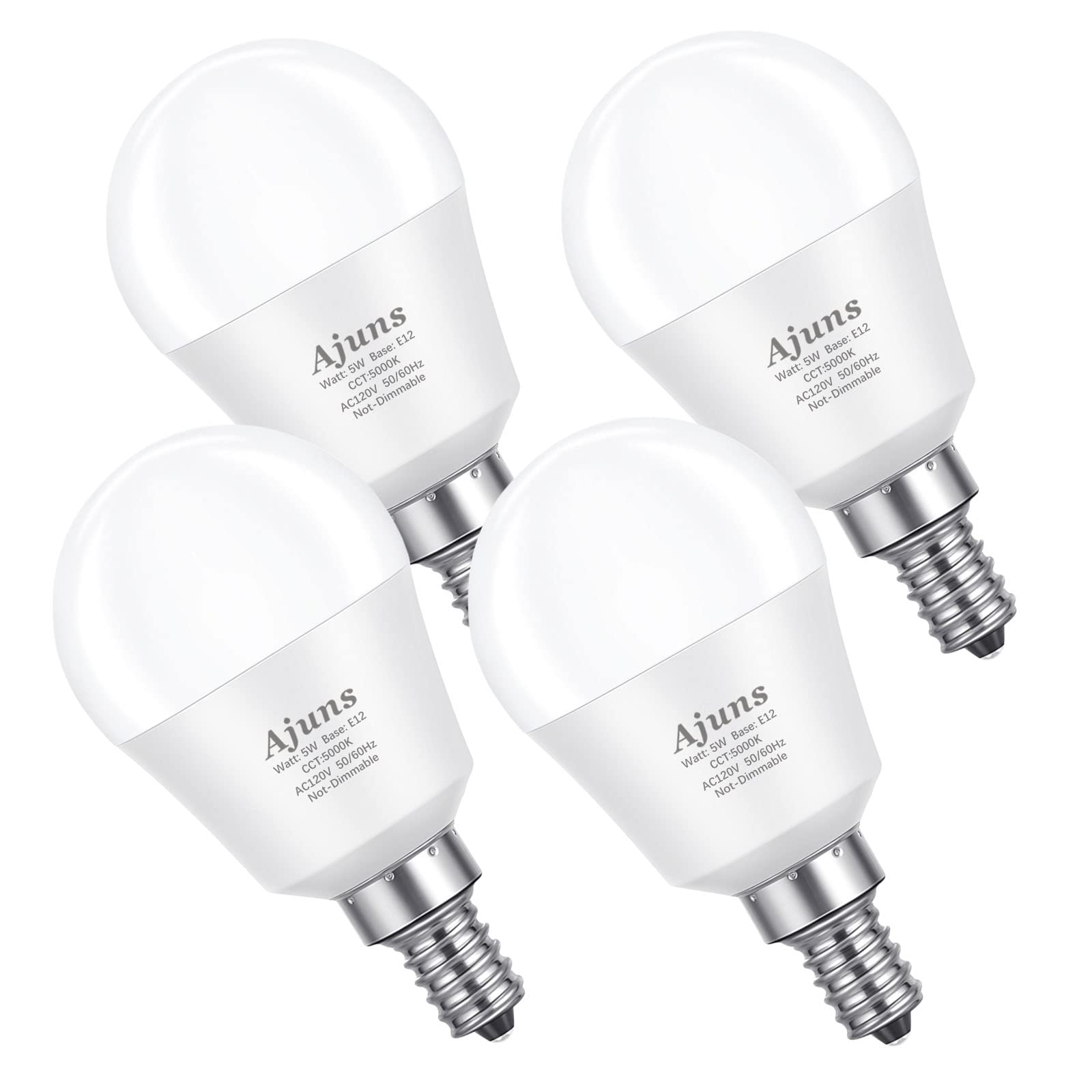 Ajuns Led Ceiling Fan Light Bulbs 40W Equivalent 120V Led Candelabra Bulb 5W Daylight White 5000K,Used For Branch Chandeliers, V