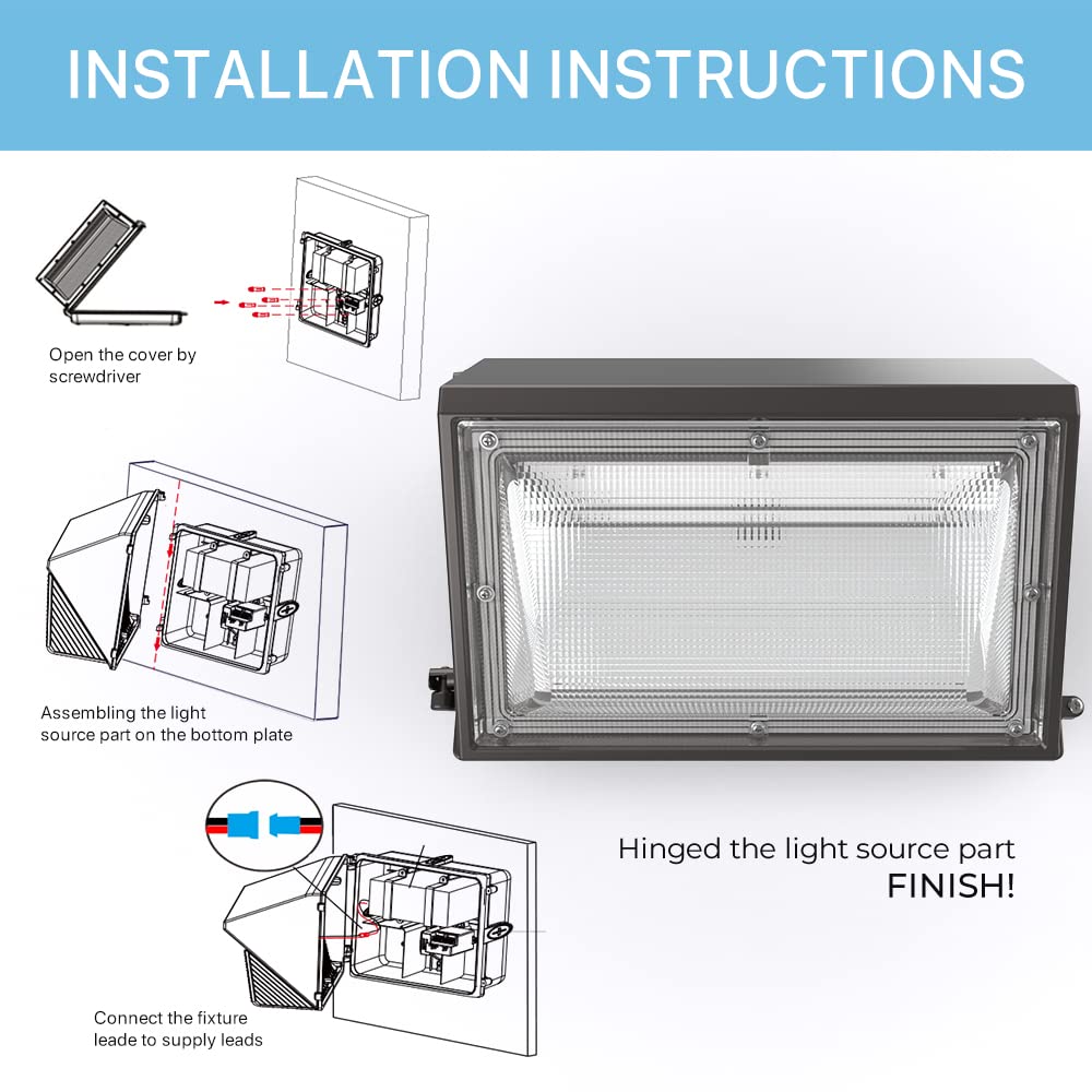 Hyperlite Wall Pack Lights Outdoor Led 120W With Dusk-To-Dawn Photocell, Ideal Outdoor Security Lighting Commercial And Industri