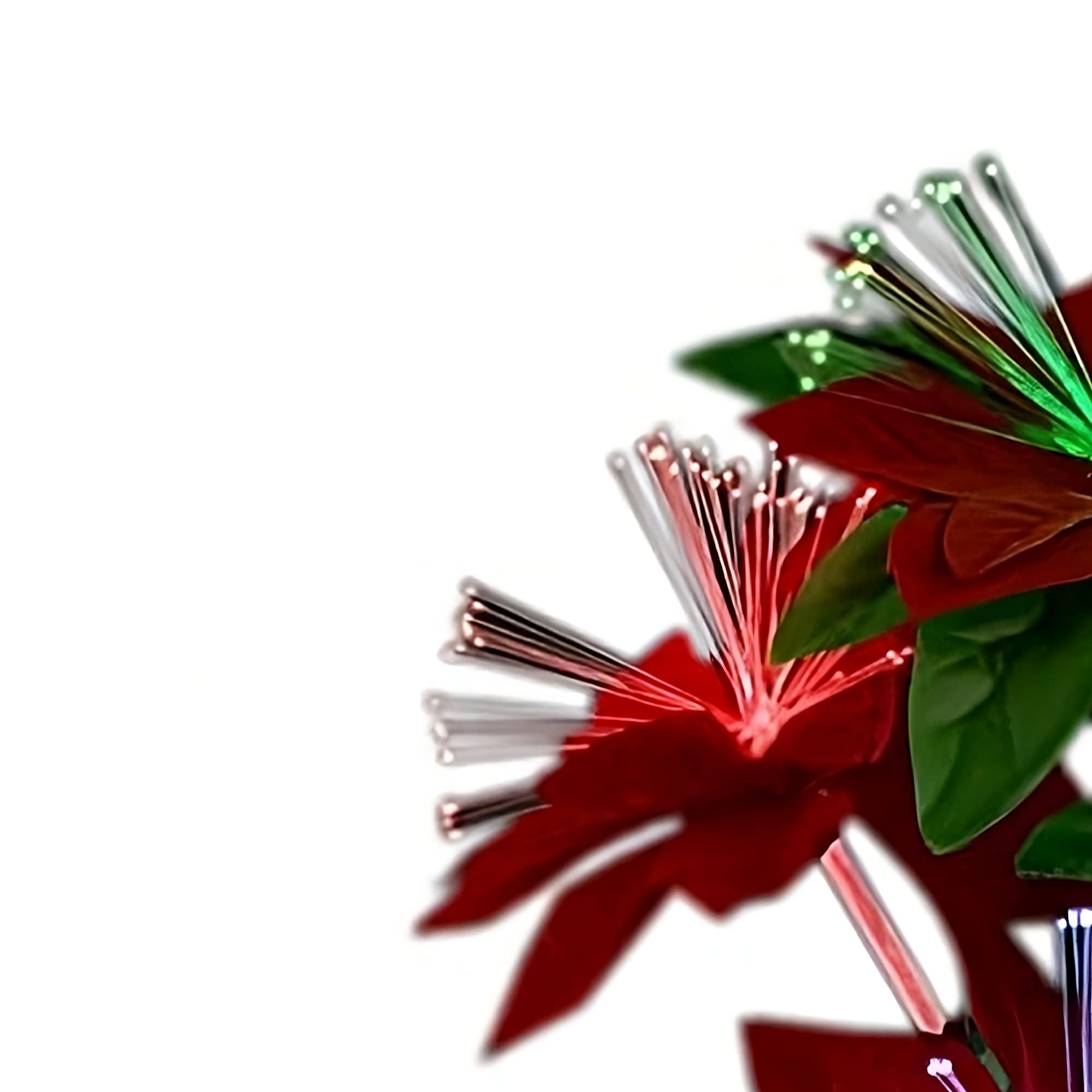 blinkee Festive Luminescent Poinsettia Centerpiece - Fiber Optic Floral Display, 11.5in x 5.5in, Plastic, Blue/Green/Red, Model F