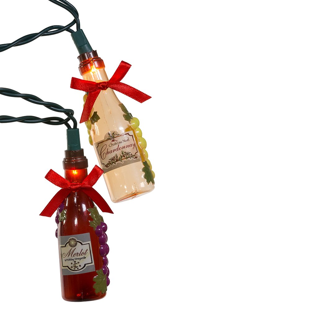 Kurt Adler Ul 10-Light Wine Bottle With Decal Light Set
