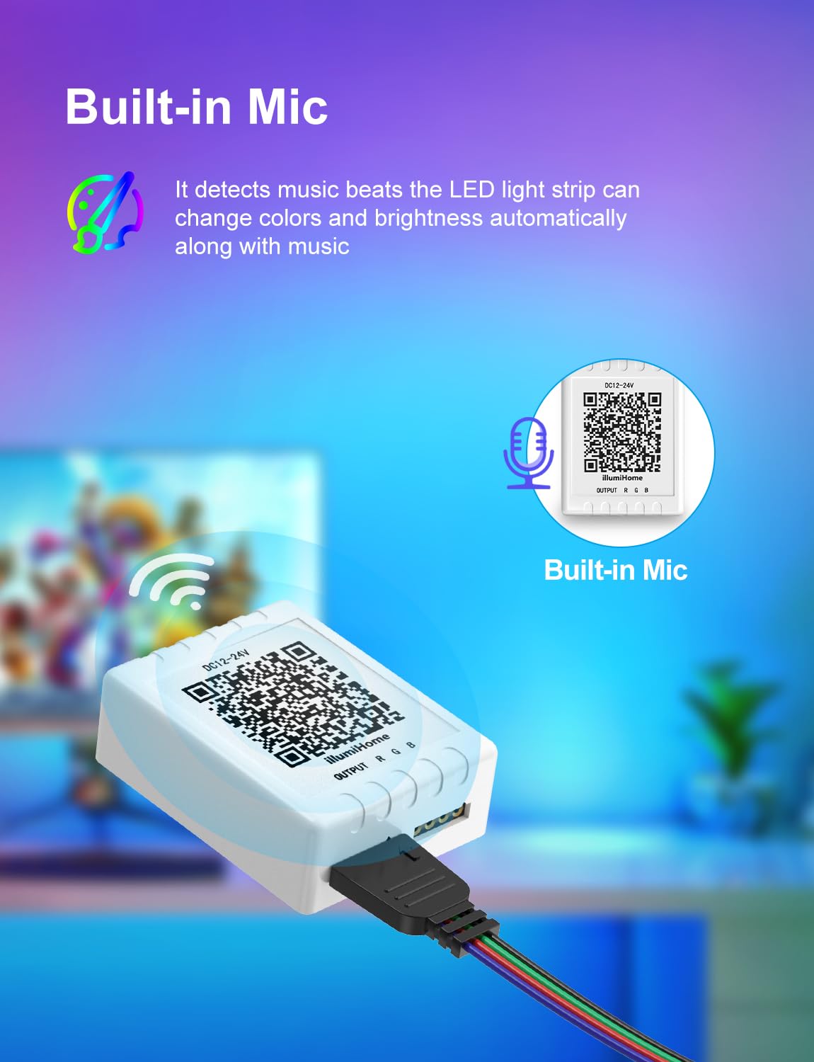 Nexillumi LED Strip Lights 131ft Music Sync RGB Color Changing with APP & Remote Control - White - Model AML005_IR40M