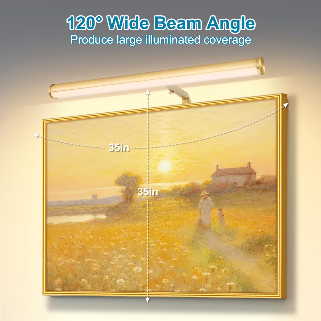 Xbuyee LED Picture Light - 14 Inch, 4W, 3000K Warm White, Gold Finish, Adjustable Art Light, ETL Listed