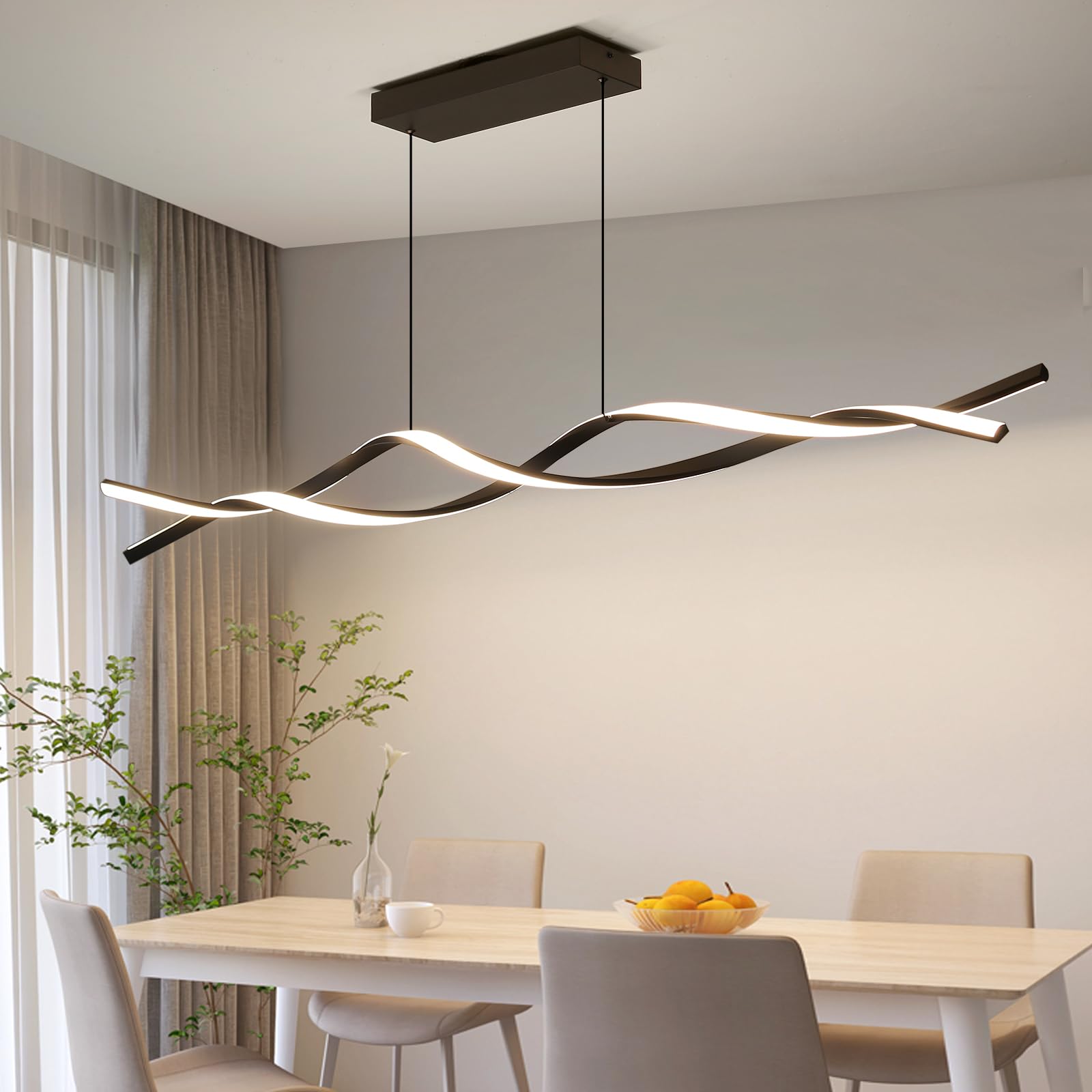 Matven Modern Ceiling Chandelier Light, Acrylic Anti Flicker Pendant Lamp with Remote Control Dimmable 3 Color Mode & Brightness