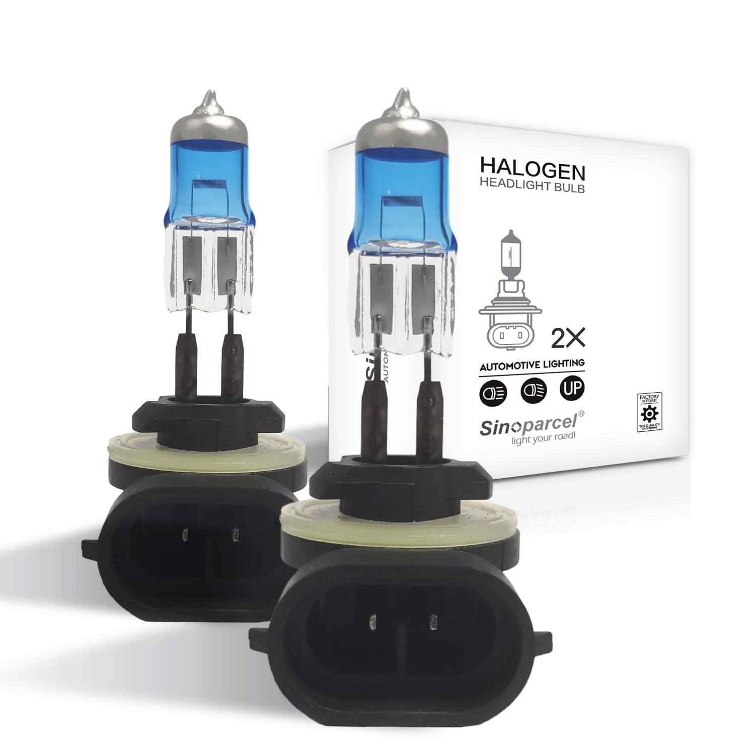 Sinoparcel 881 Halogen Fog Light Bulb, 150% Brighter, Glass, 3800K, Pack of 2