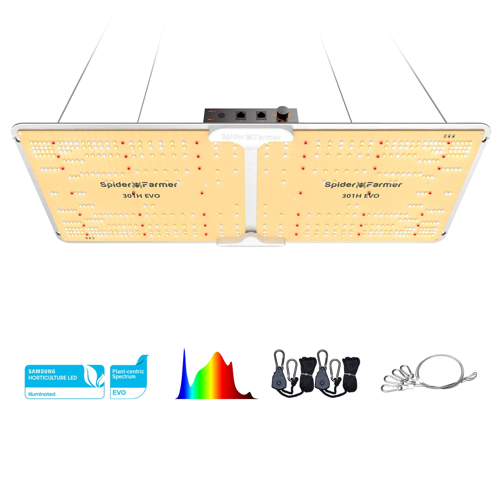 Spider Farmer Sf2000, Samsung Lm301H Evo Led Grow Light, Full Spectrum Plant Grow Light, 200W Dimmable & High Efficiency & Deeper Penetration Lamps For Seed Starting Vegetables Bloom In 2X4 Grow Tent