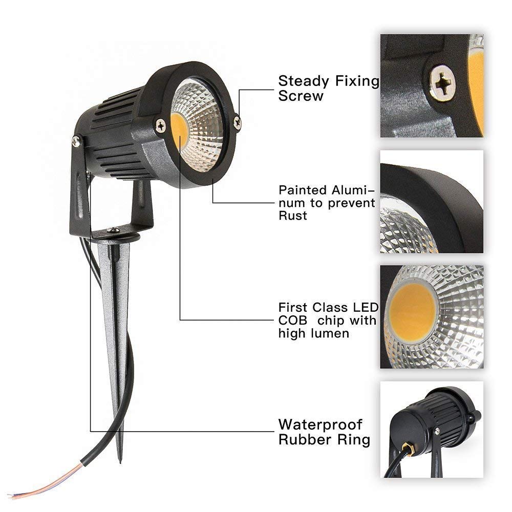 SUNRIVER Low Voltage Landscape Lights, 6W Outdoor Spotlights, 12V/24V Waterproof, 6 Pack Warm White for Yard, Lawn, Garden