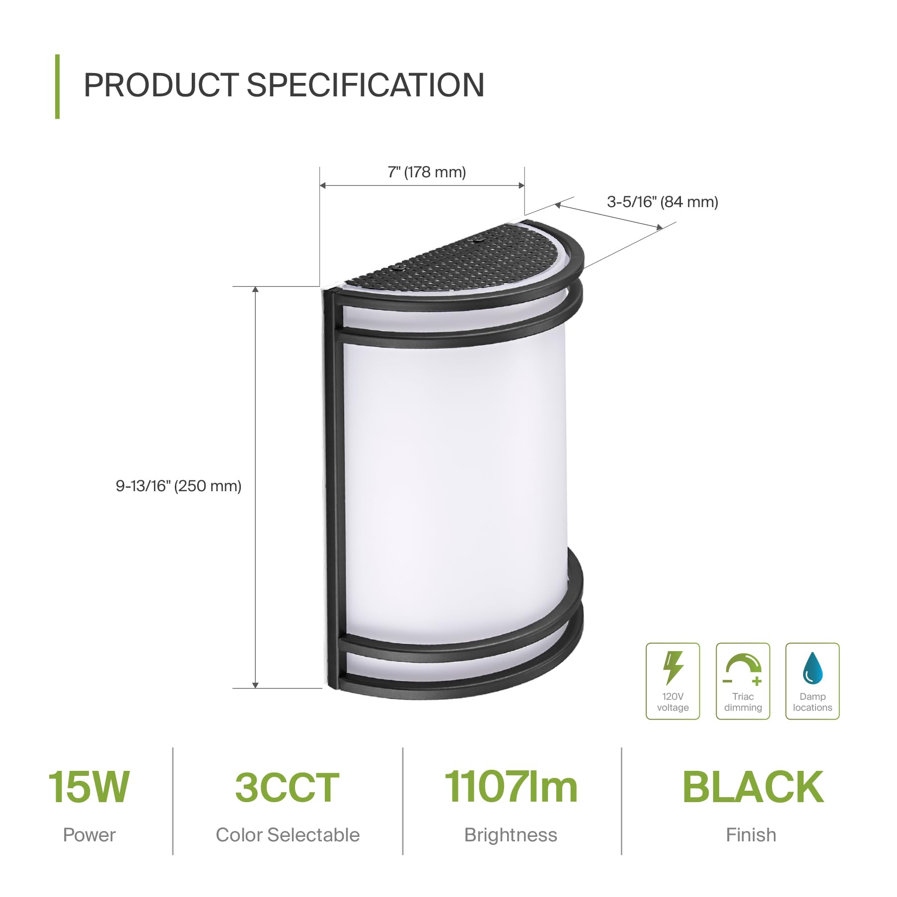 ASD LED Wall Mount Sconce - 10 Inch Matte Black, 3000K/4000K/5000K Adjustable - Durable Alloy Aluminum & Frosted Glass - 4 Pack
