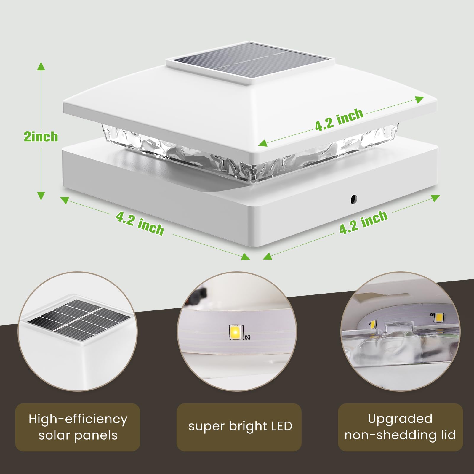 JOFIOS Solar Post Cap Lights 16-Pack, Waterproof White Deck & Fence Lights, Fits 4x4 Posts, Model JOFIOS-TD10