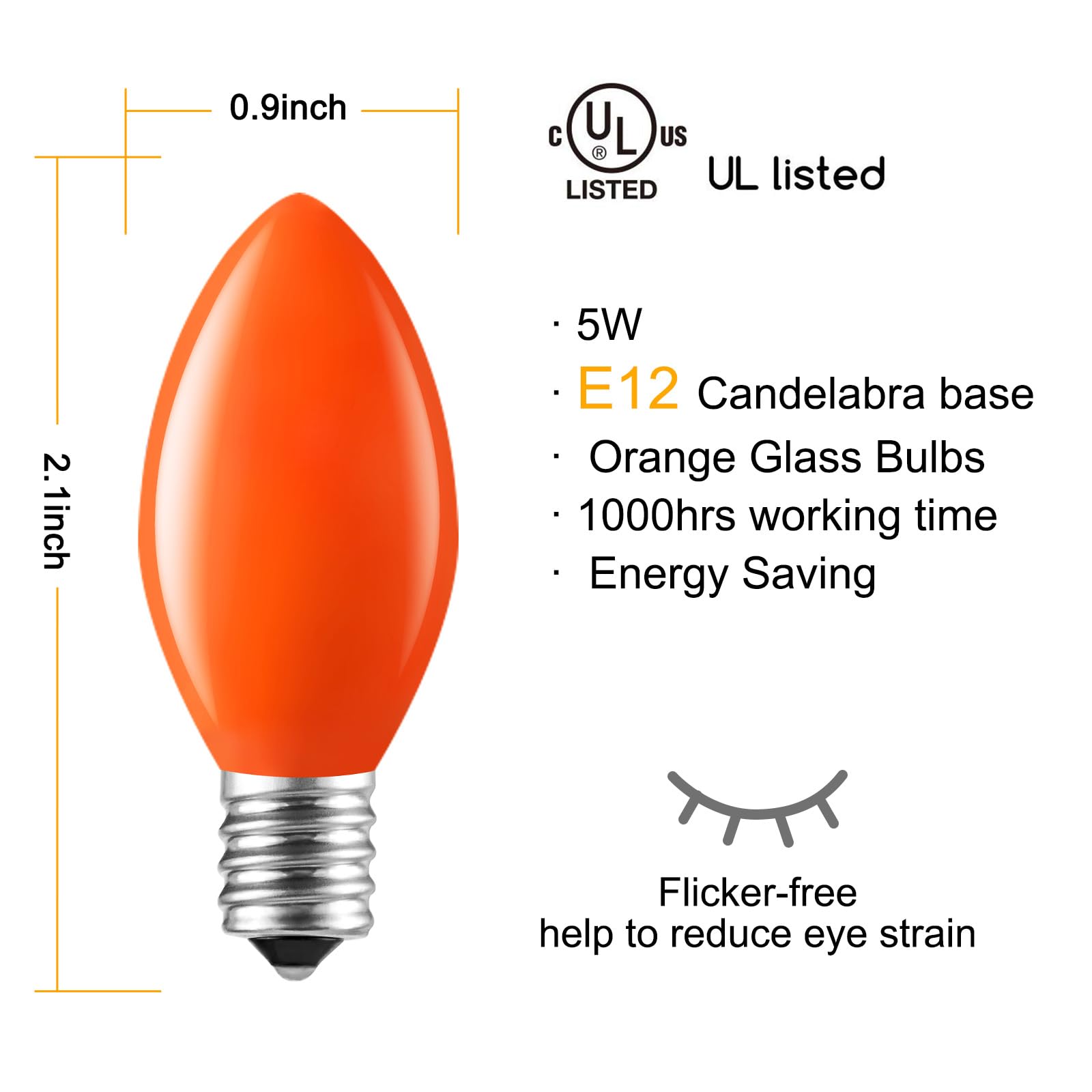Minetom Halloween C7 Replacement Light Bulbs 25 Pack, C7 Bulbs Clear Incandescent Bulb For Halloween String Light, E12 Candelabr