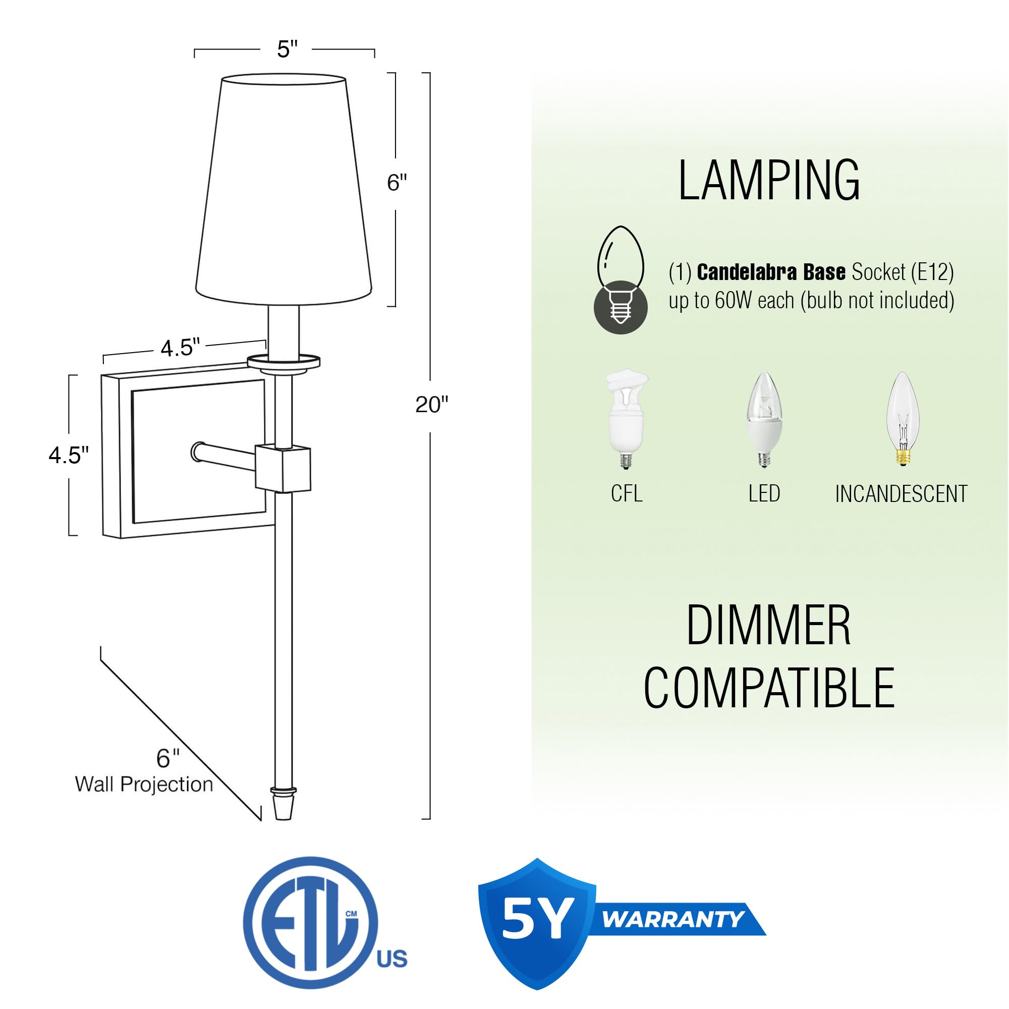 Kira Home Wall Sconce 20in Oil-Rubbed Bronze Metal Light with Linen Shade, Model RV-W5825-OB