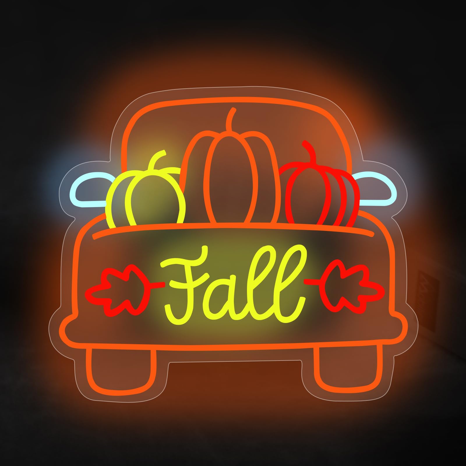 Thanksgiving Pumpkin Carriage Led Neon Sign  Fall Truck Led Light  Fall Thanksgiving Decor Led Neon Light Pumpkin Truck Neon Sign Autumn Home Farmhouse Decor 15.2X13