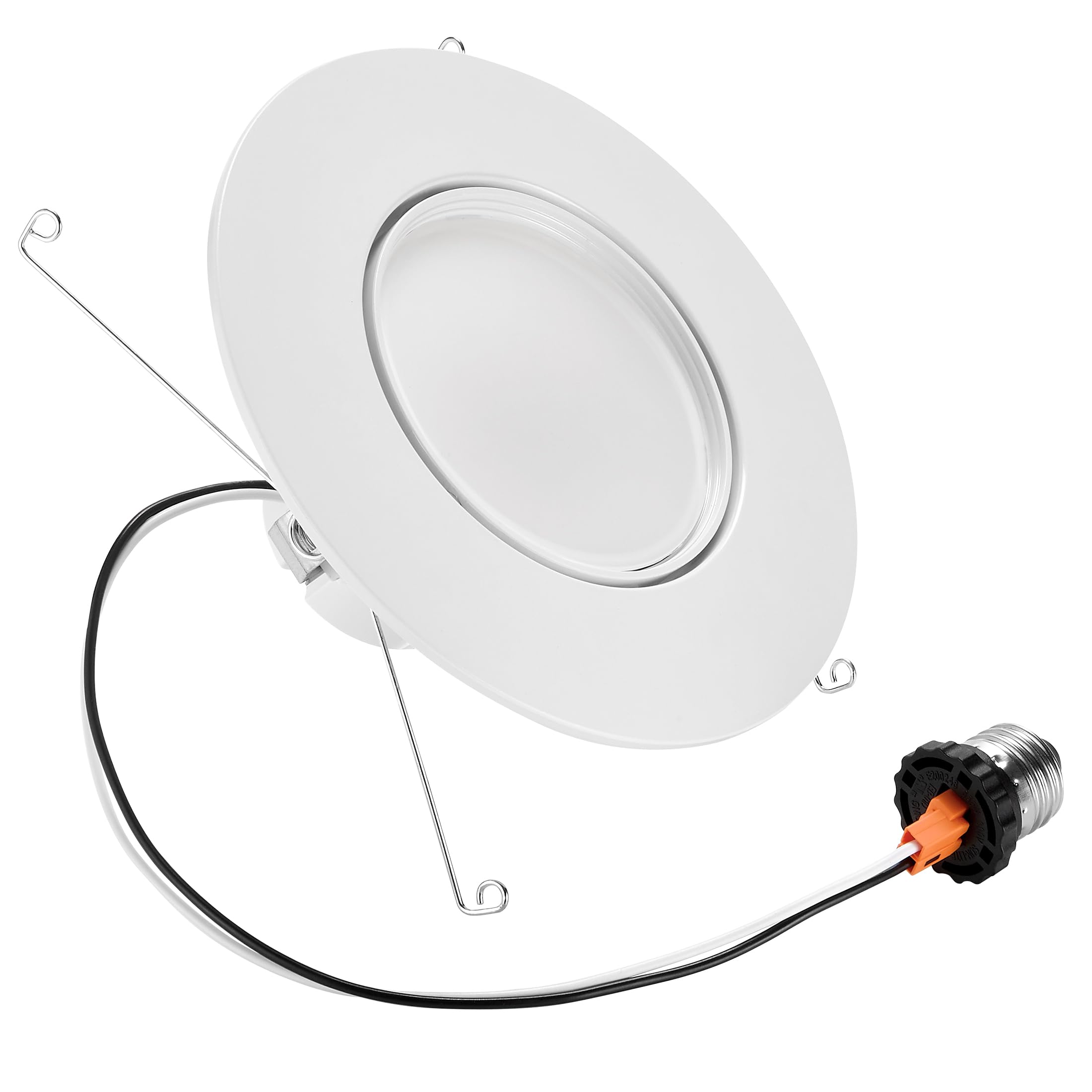 Maxxima Rotatable LED Downlight Gimbal, 1100 Lumens, Dimmable, 5 CCT, 11W, White Trim, Model MRL-611555