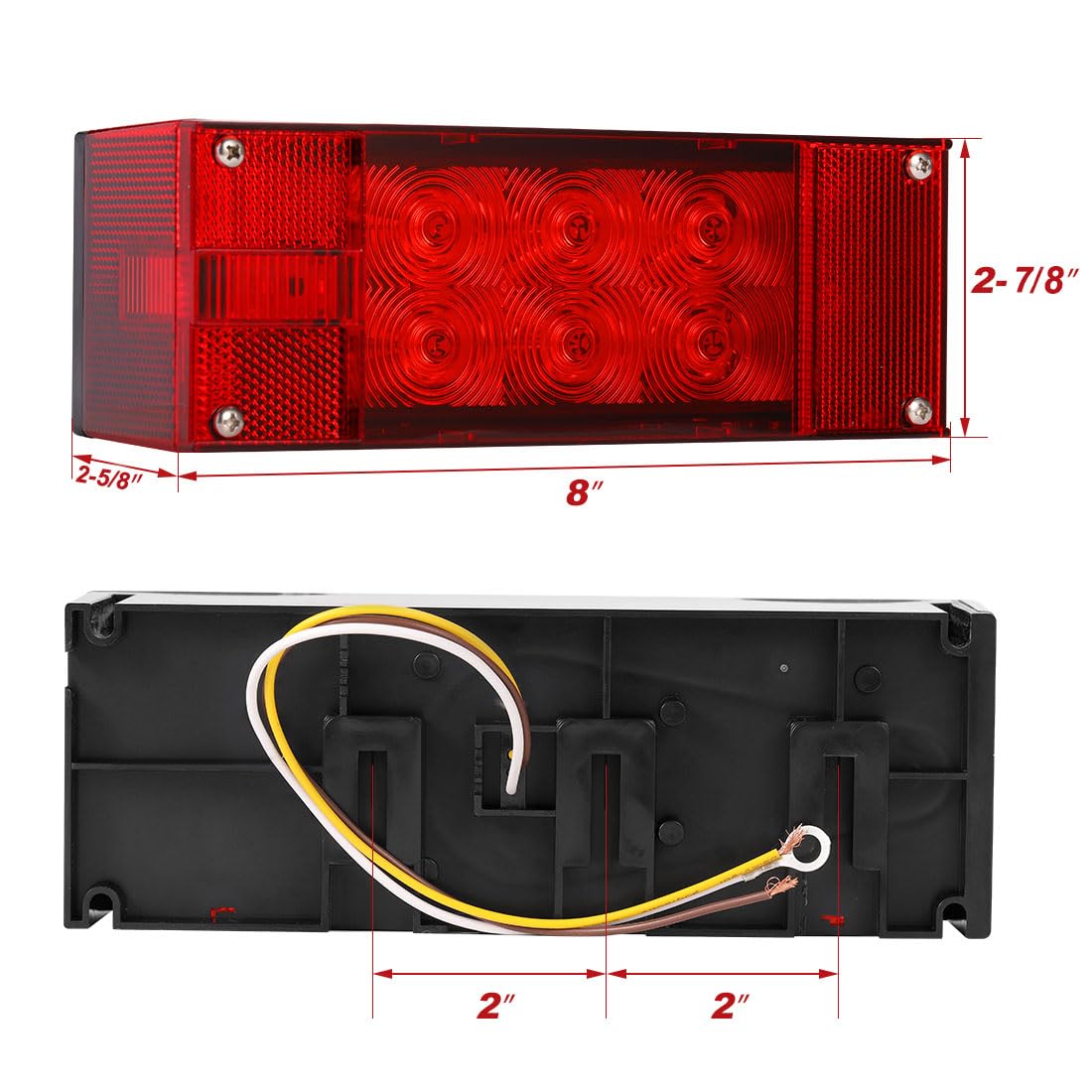 Czc Auto 12V Led Low Profile Submersible Rectangular Trailer Light Kit Tail Stop Turn Running Lights For Boat Trailer Truck Mari