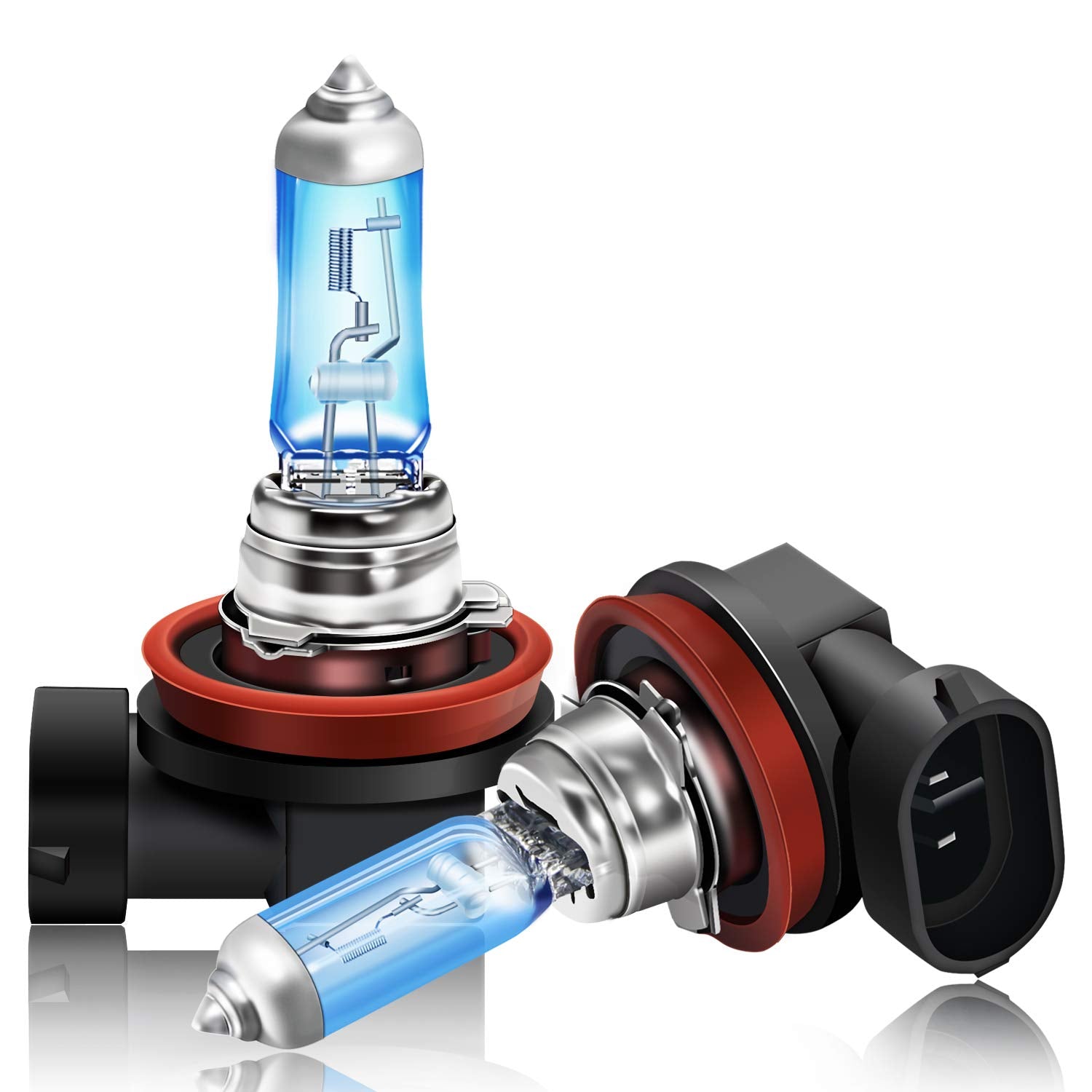 DZG H8 Halogen Headlight Bulbs 35W PGJ19-1 5500K Warm White, High Low Beam, Pack of 2, H8 Size, Blue Color