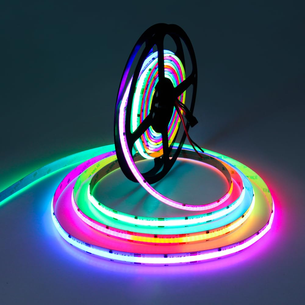 ALITOVE Addressable RGB COB LED Strip Lights 16.4FT 3600 LEDs WS2811 12V Flexible Vinyl Rope Light for Home Decor