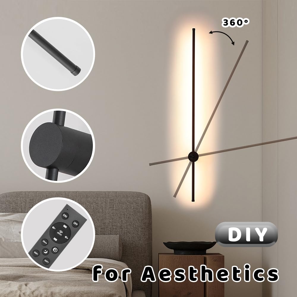 Blueye Battery Operated Wall Sconce,Remote Control,Soft Warm 2700K-6000K,Aluminum,Rechargeable,50W Equivalent Lamp,No Flicker,60