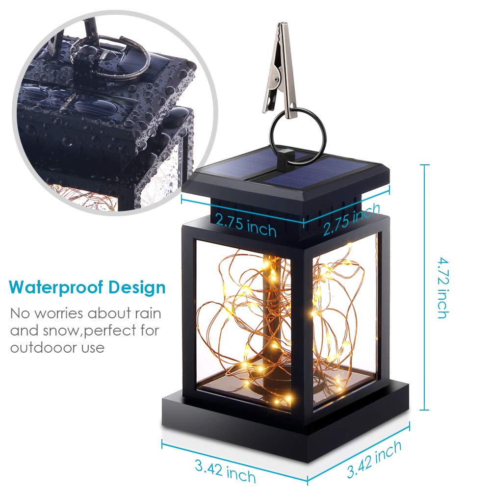SHANNA Hanging Solar Lights, Warm White Outdoor Lanterns, 2PCS, ABS Material, Dusk to Dawn Auto On/Off for Garden Patio Yard