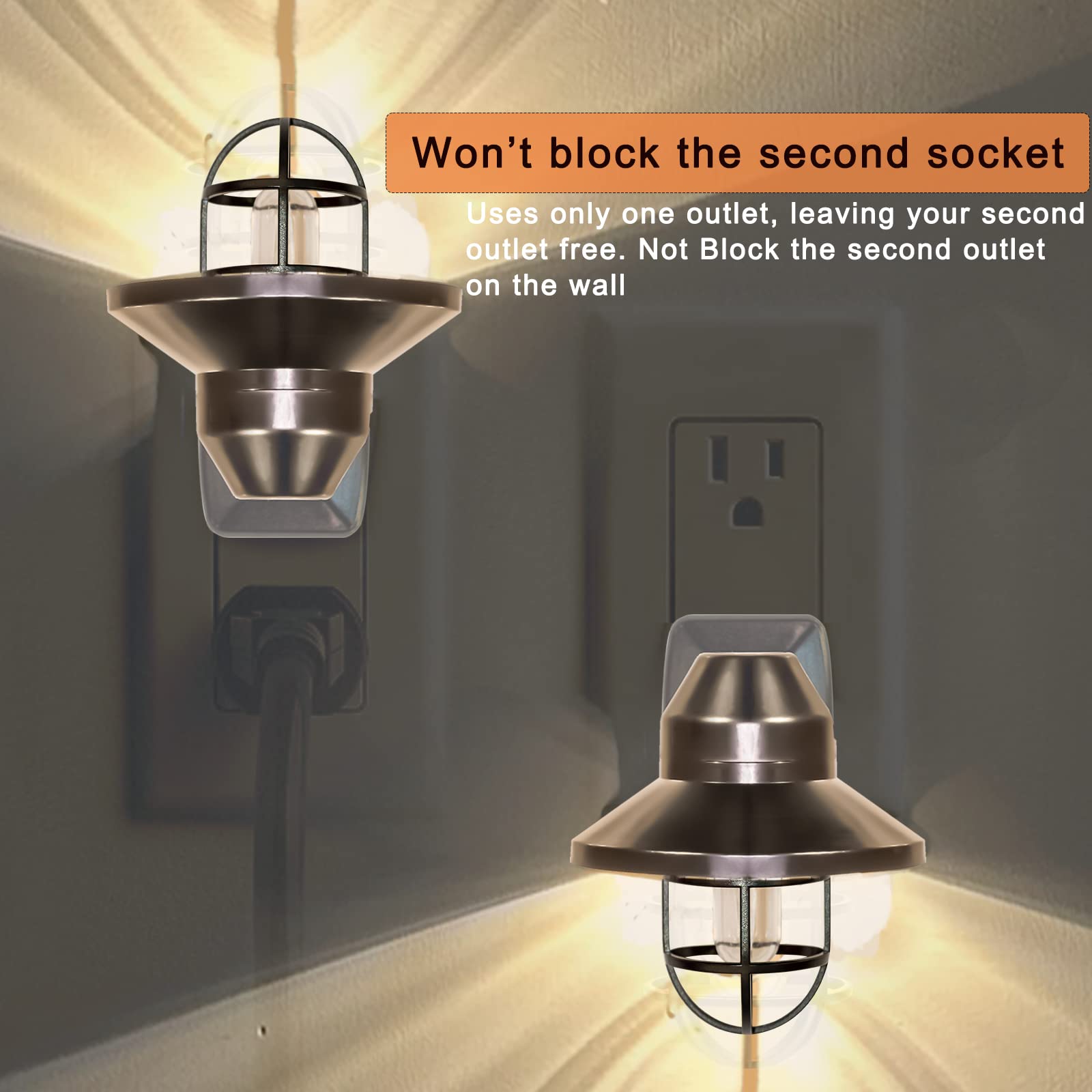 NOVELUX ETL Night Light Plug-in, 2 Pack, Warm Farmhouse, 2700K, Model NL-UMB5P-0.8W, Dusk to Dawn for Kitchen