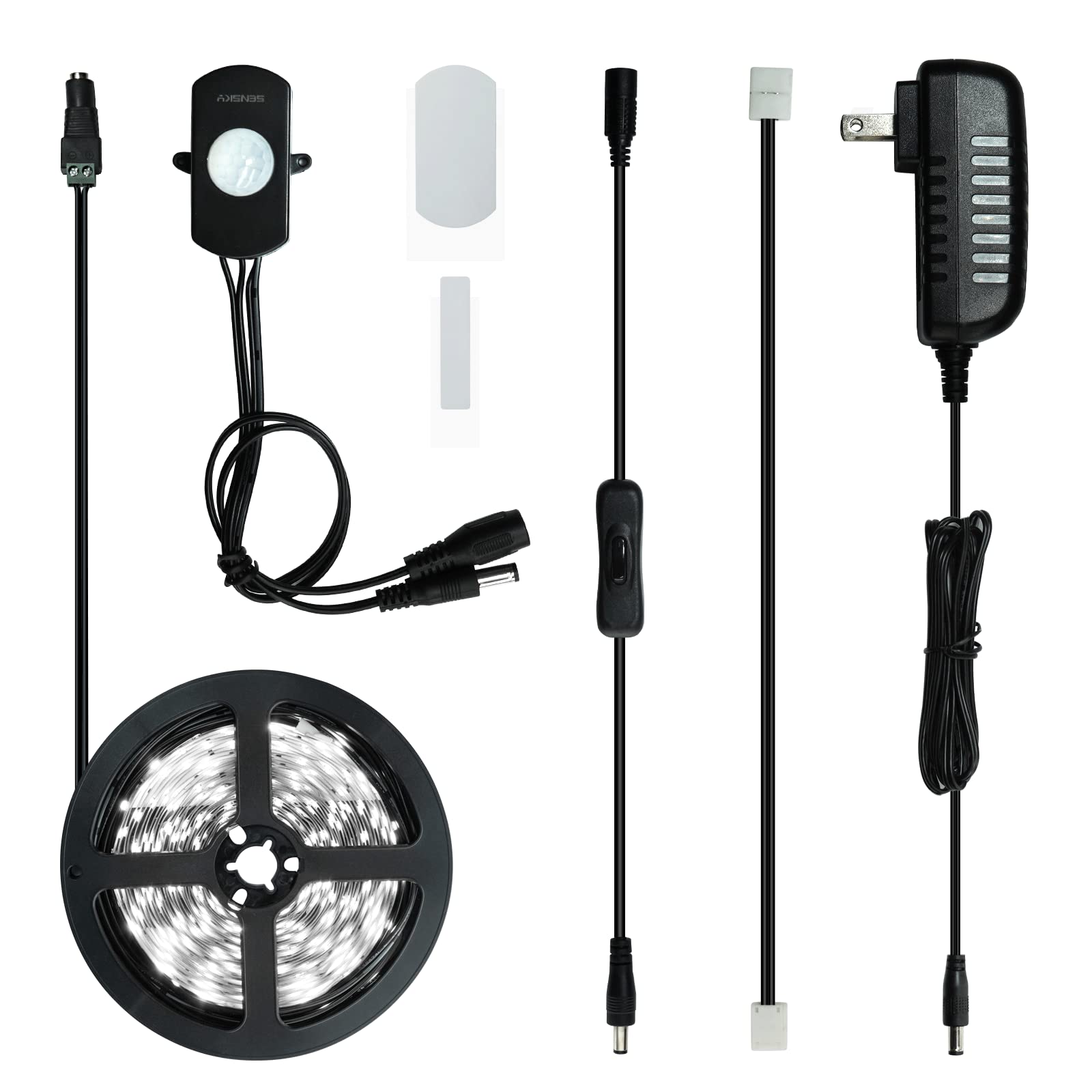 Sensky Motion Sensor LED Strip Light Under Cabinet Lighting Kit, LED Strip Light with Motion Sensor, UL Listed Power Adapter for