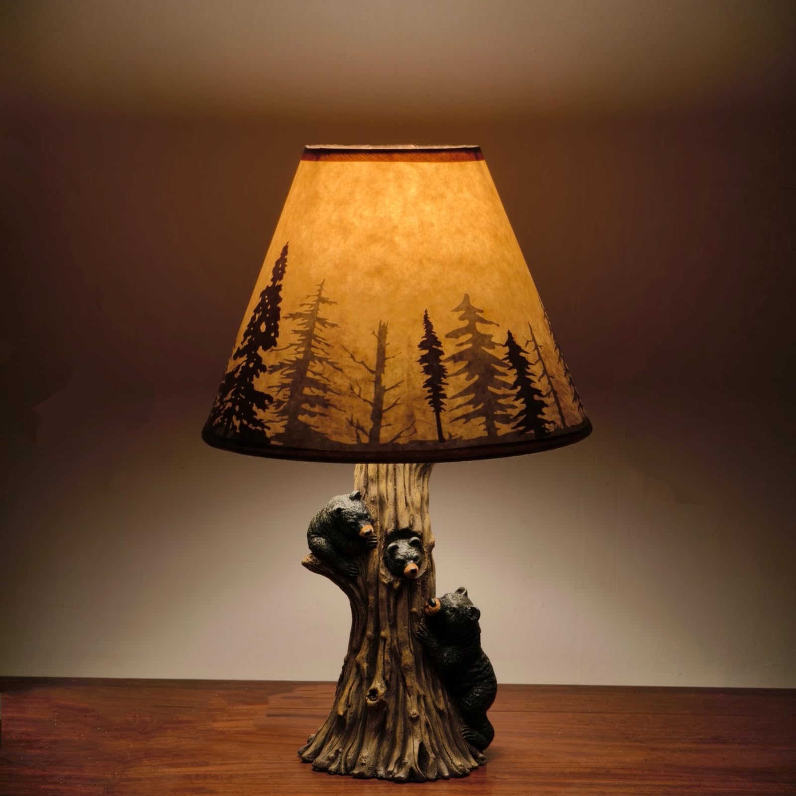 Trsenfsvar Bear Climbing Tree Table Lamp, Collections Etc Rustic Climbing Bear Family Northwoods Lamp, LED Light Source(Includes