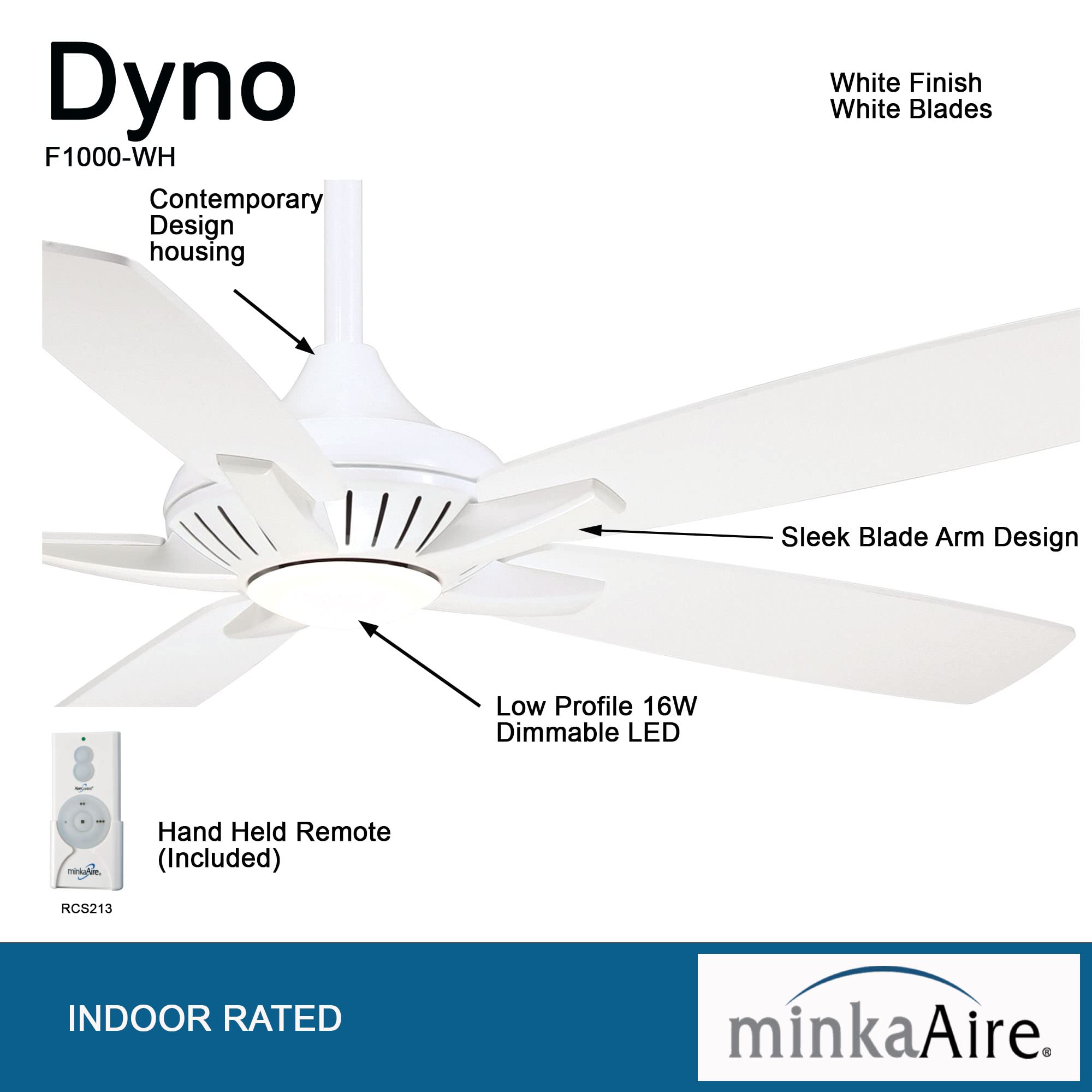 Minka-Aire F1000-Wh, Dyno, 52'' Ceiling Fan, White