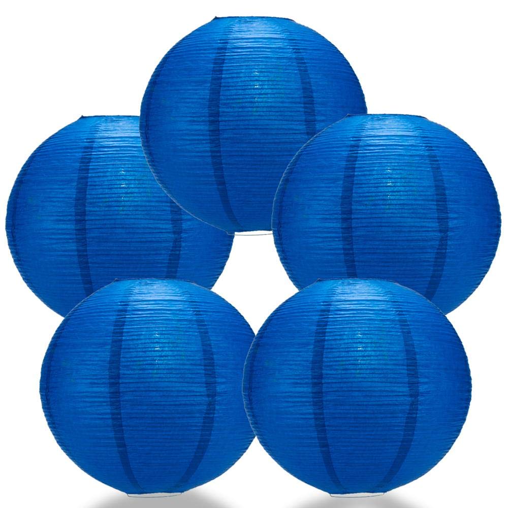 Quasimoon PaperLanternStore.com (5-Pack) 12 Inch Navy Blue Fine Line Premium Even Ribbing Paper Lantern, Extra Sturdy