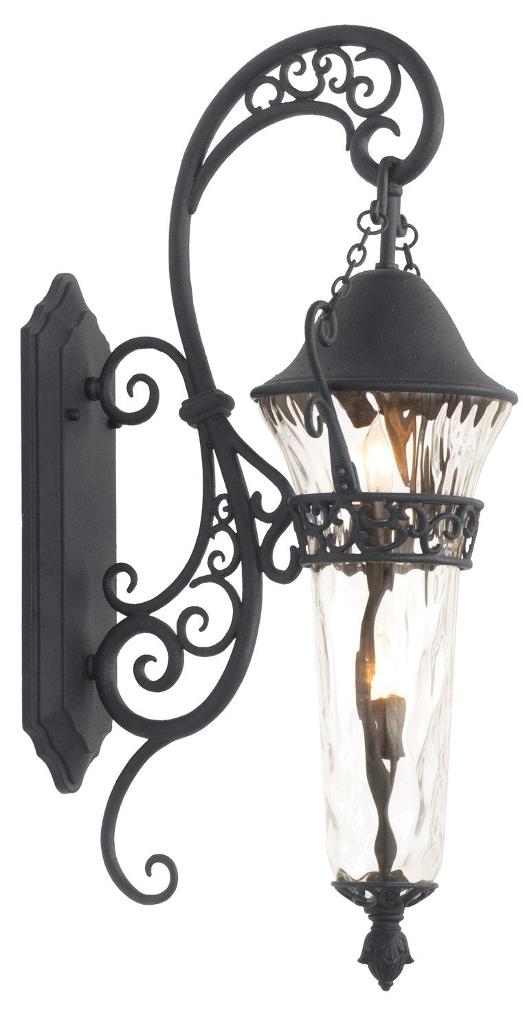 Kalco 9412MB Anastasia Outdoor 2-Light Medium Wall Bracket, Textured Matte Black Finish