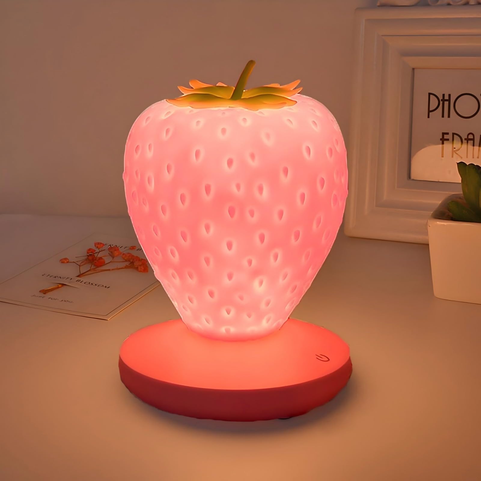 Liftatapa Strawberry Night Light  Cute Silicone Strawberry Lamp  Led Cute Night Light Decor  Usb Rechargeable Bedside Color Changing Lamp  3 Modes Touch Lighting For Birthday  Christmas