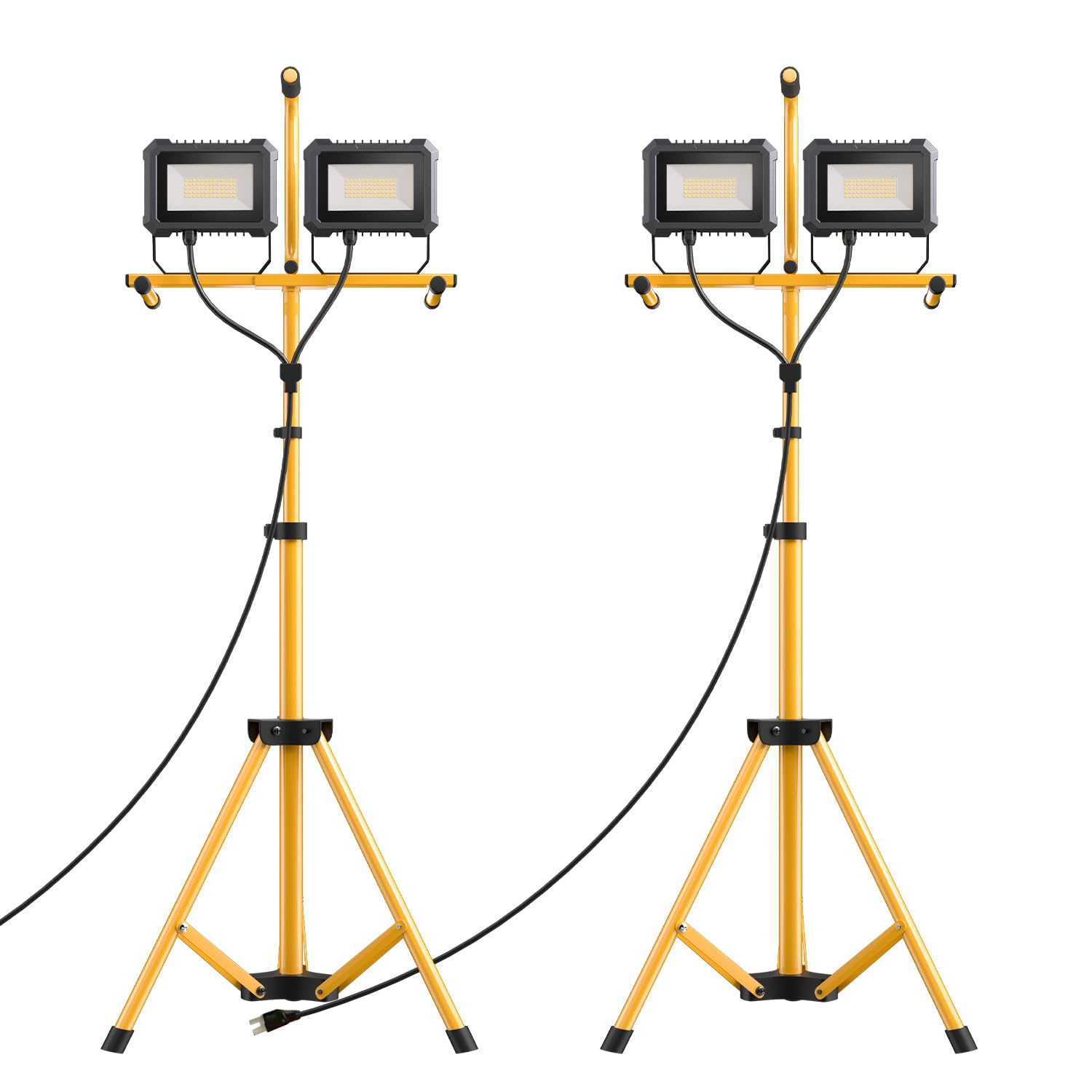 LED Work Light with Stand, 10000 Lumen 2 Adjustable Head Work Light, with Adjustable and Foldable Tripod Stand, Waterproof Lamp 